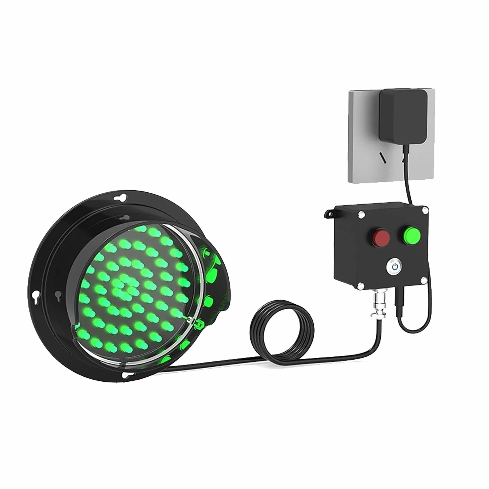 Pulsador Control Semáforo,Luz indicadora de Seguridad,Luz Bicolor,AC 100-240v,Control por botón,100m Visible,para Centro Comercial/Almacén/Parking(Size:300mm/11.8in)