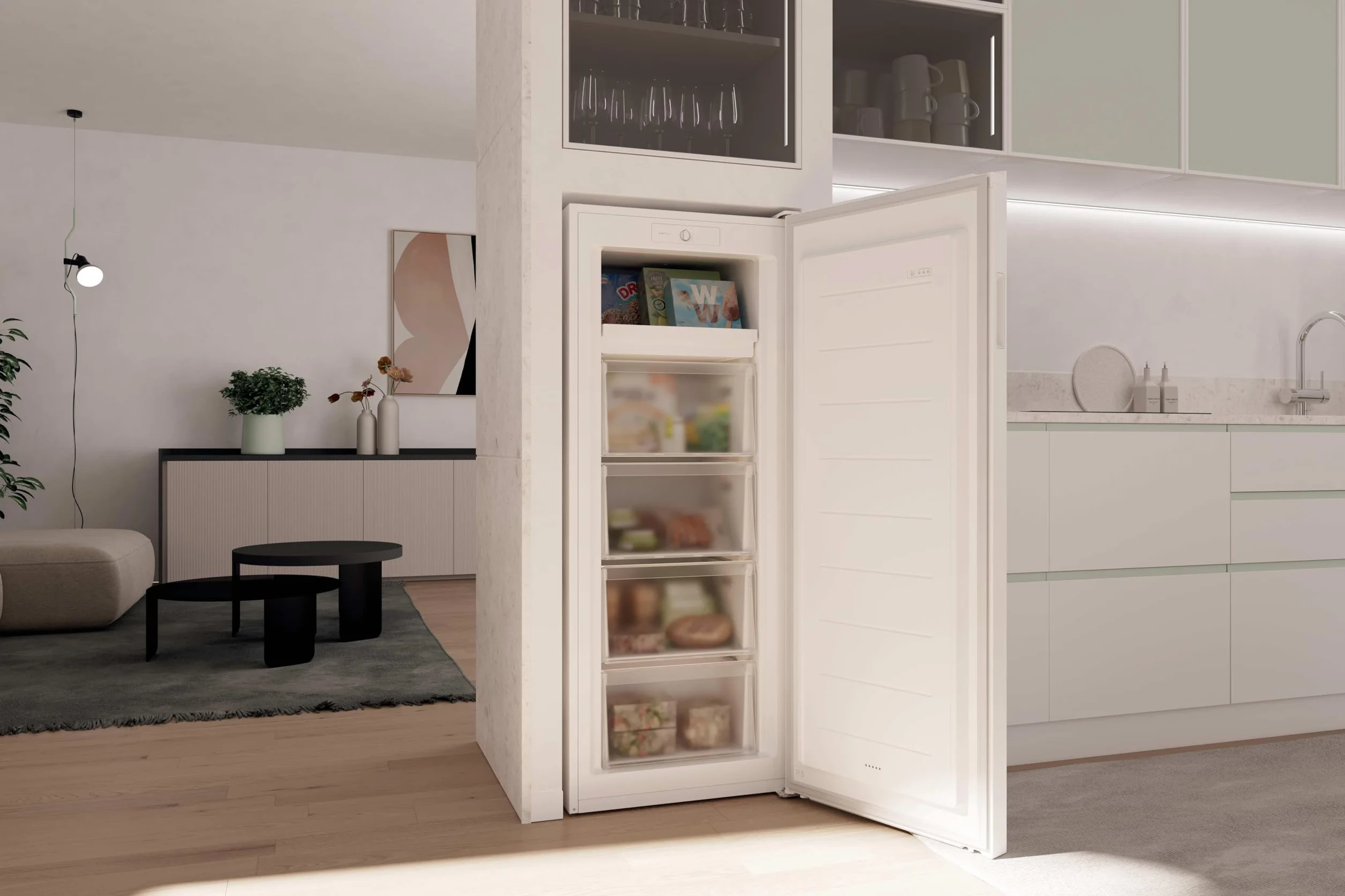 Candy Up Freezer 300 CNUQ2L513EW Congelador Vertical 55cm 169L 4 Cajones Blanco