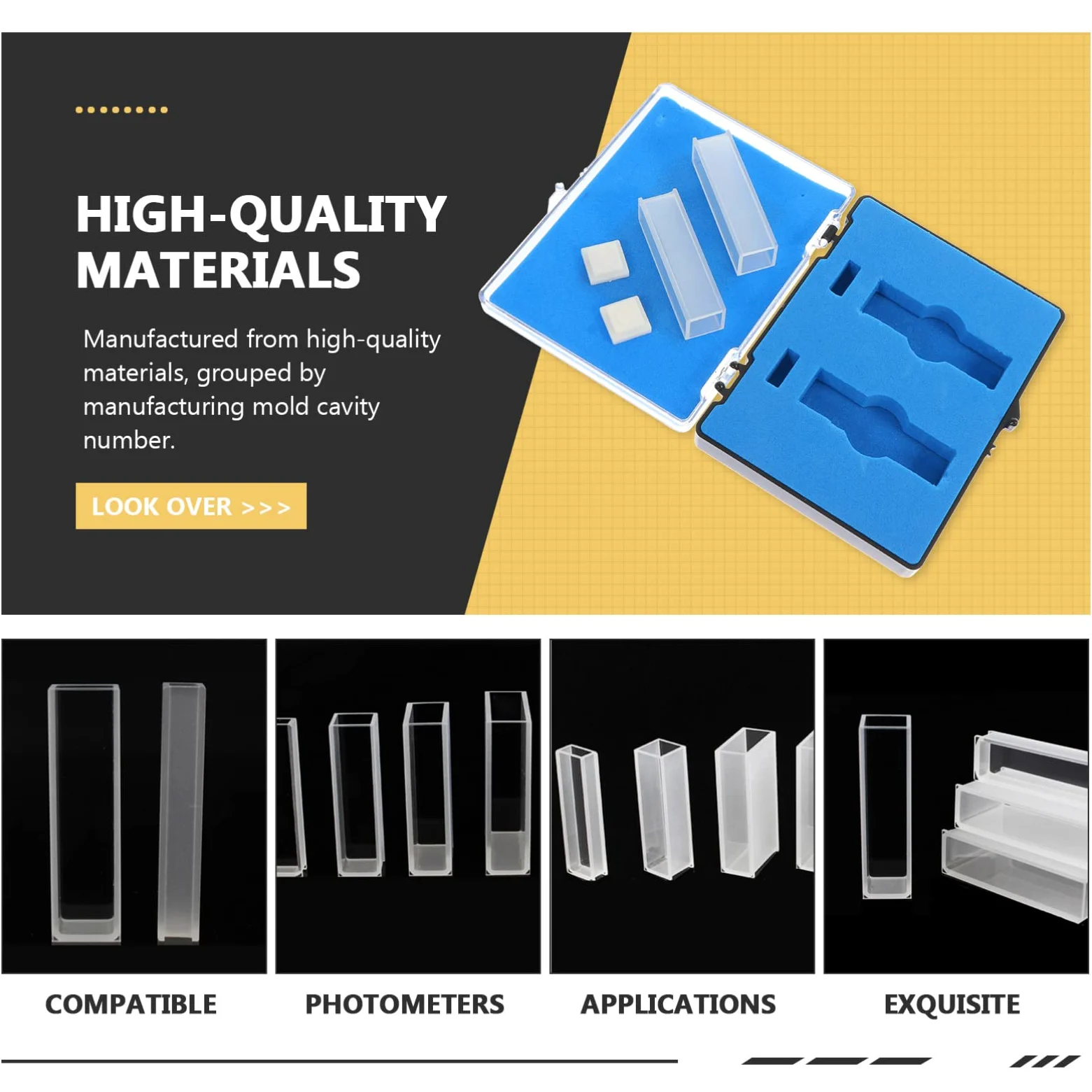 SOLUSTRE 8 Piezas Cubeta De Cuarzo Palet De Plastico Platos De Pesaje De Laboratorio Cubeta Sellable Baterías Cuadradas Cubeta Para Espectrofotómetro Cubetas Vidrio 100 Mm Producto Plástico