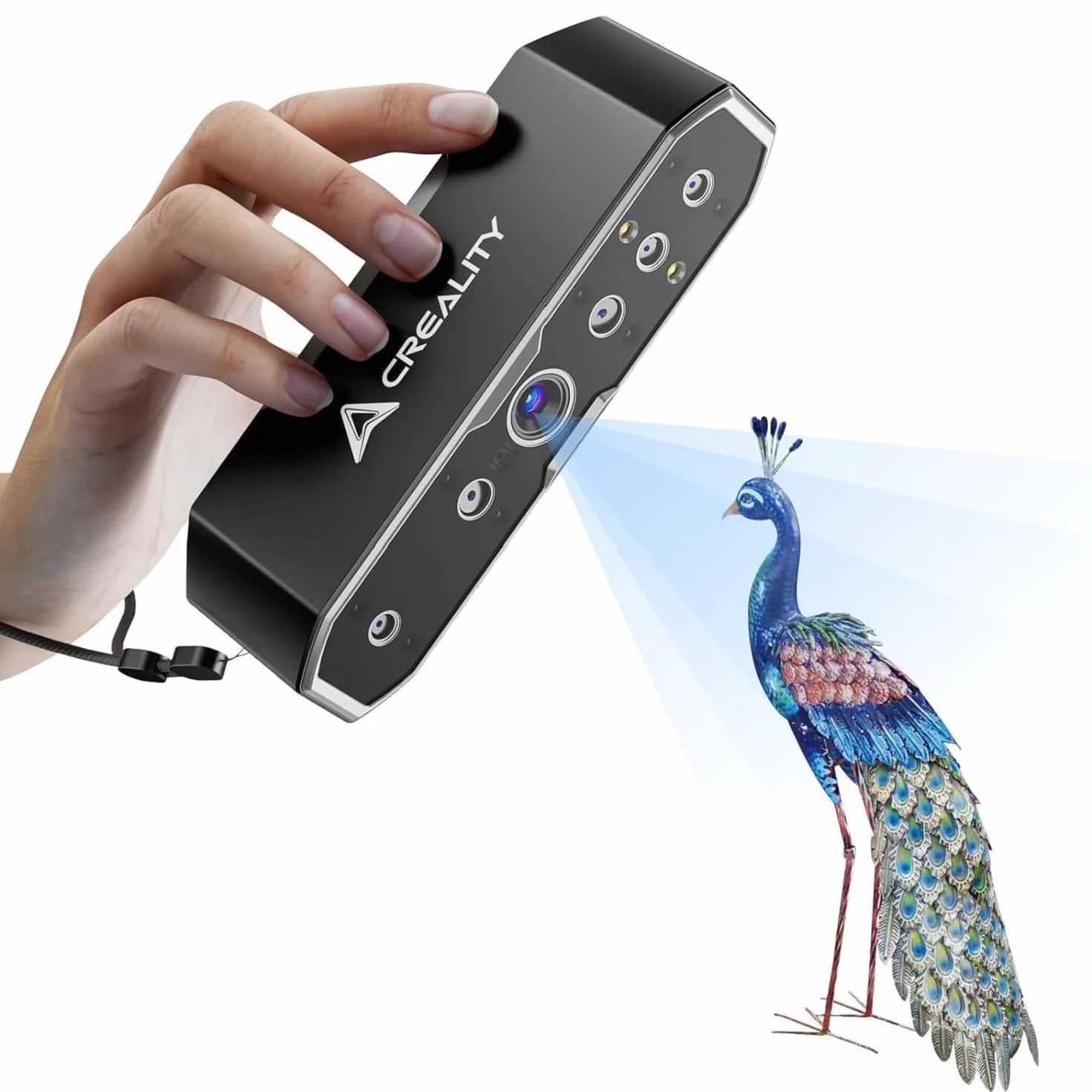 Creality CR-Scan Otter Escáner 3D Portátil para Impresión 3D, Precisión 0.02mm, 20fps, 10-2000mm Escaneo Rango, ≤30000 Lux, con Cuatro-Lentes Visión Estéreo, Seguimiento Antivibración