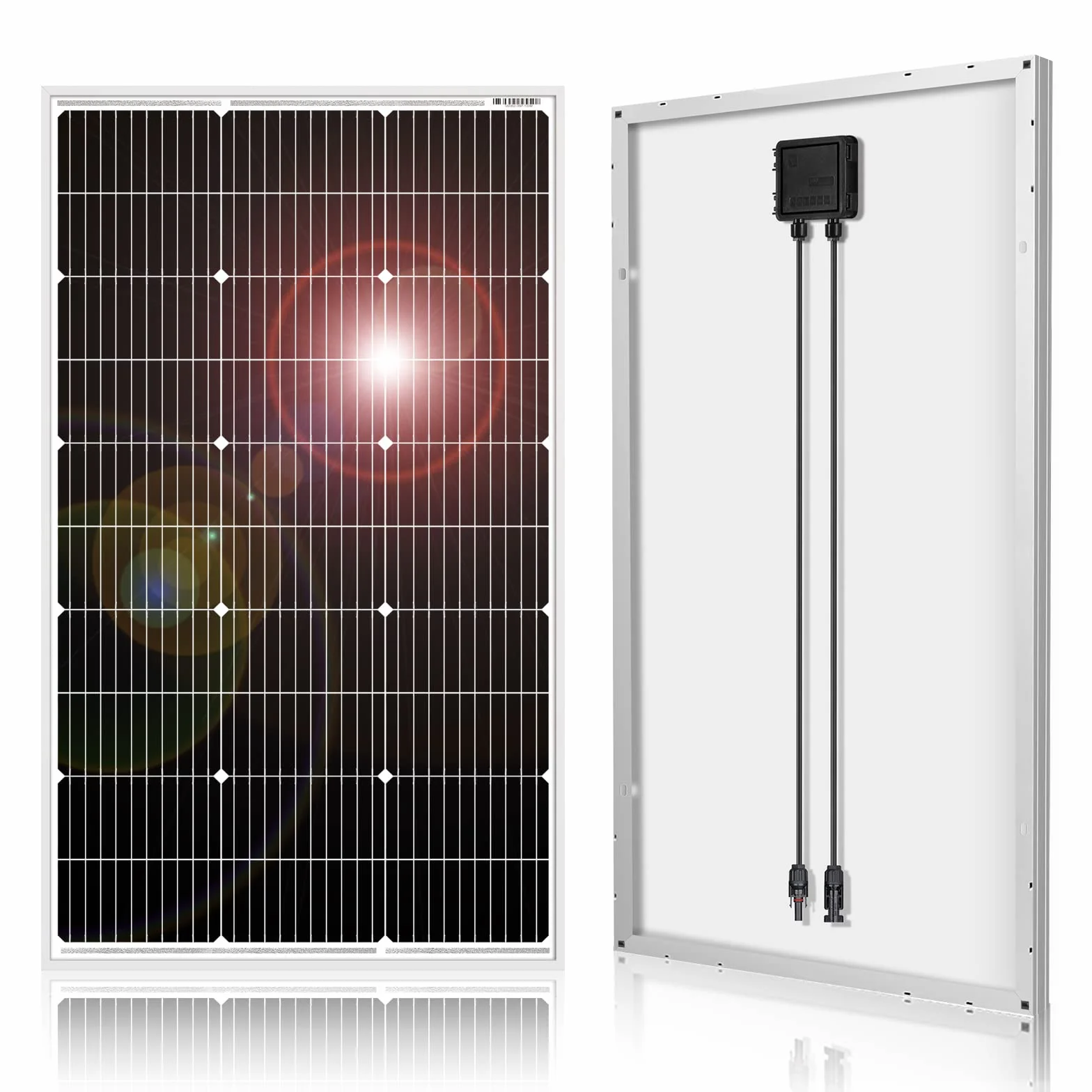 DOKIO Panel Solar 100W 12V Monocristalino Alta Eficiencia Robusto | Ideal para Autocaravana, Vivienda de Jardín, Barco, Casa, Camping