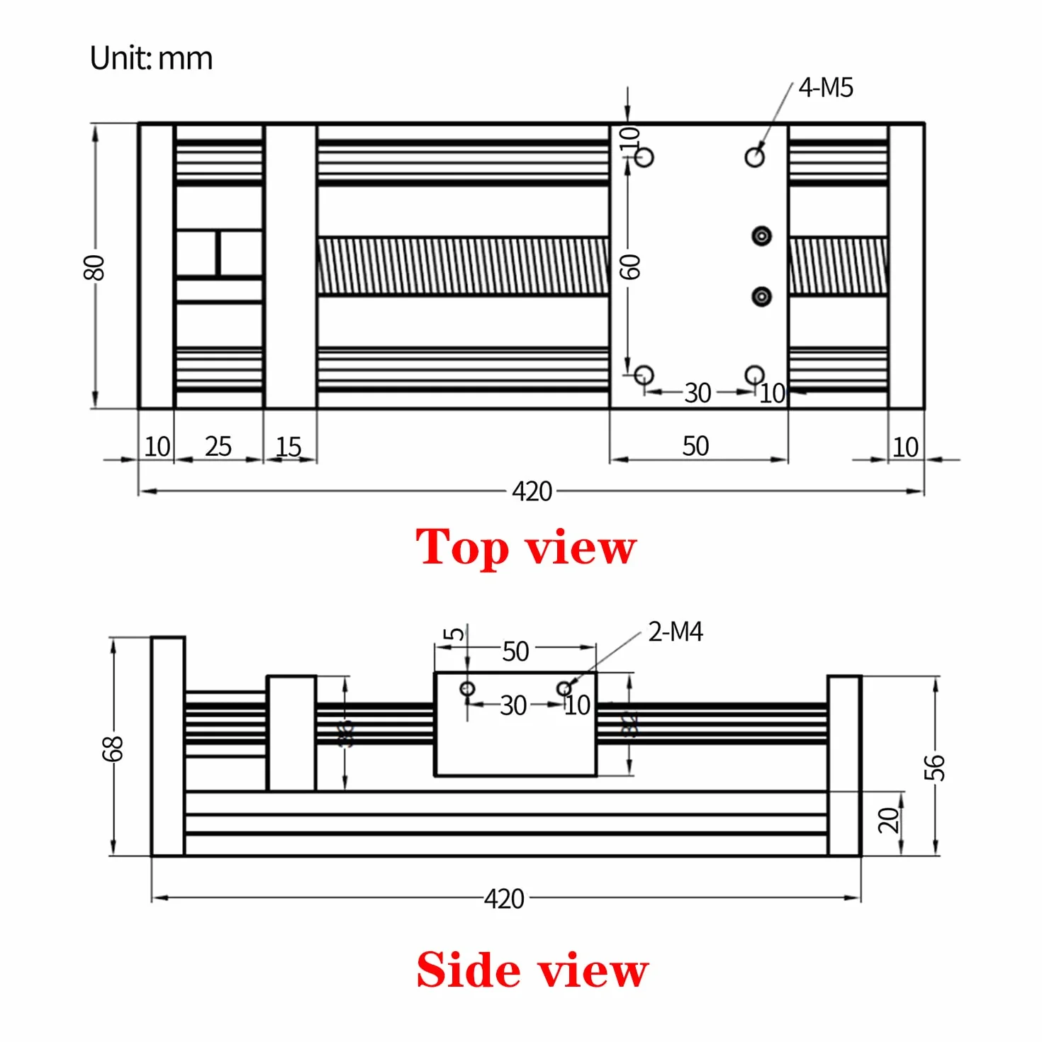 RATTMMOTOR Elevación del actuador lineal L-300 mm, husillo de bola, guía lineal CNC con motor paso a paso Nema23 1,8 °, 3 A, 1,2 N.m para fresadora CNC (EBX1605J).