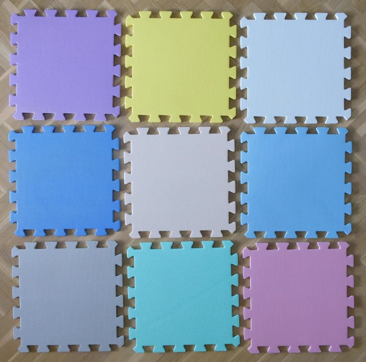 Alfombra Puzzle Goma EVA 1 cm Espesor 9 Piezas Intercambiables Colores Suaves
