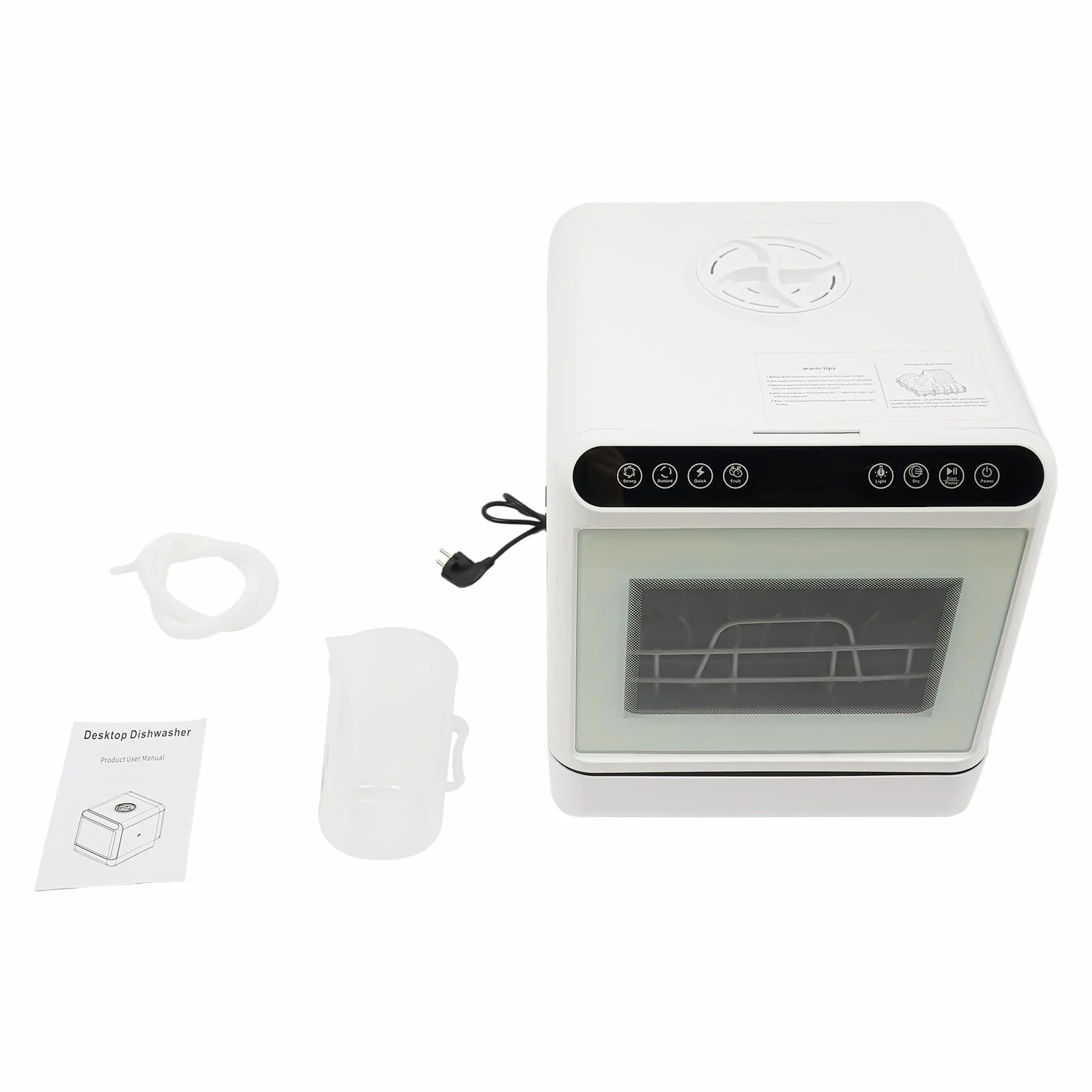 Lavavajillas de mesa portátil pequeño con depósito de agua blanco