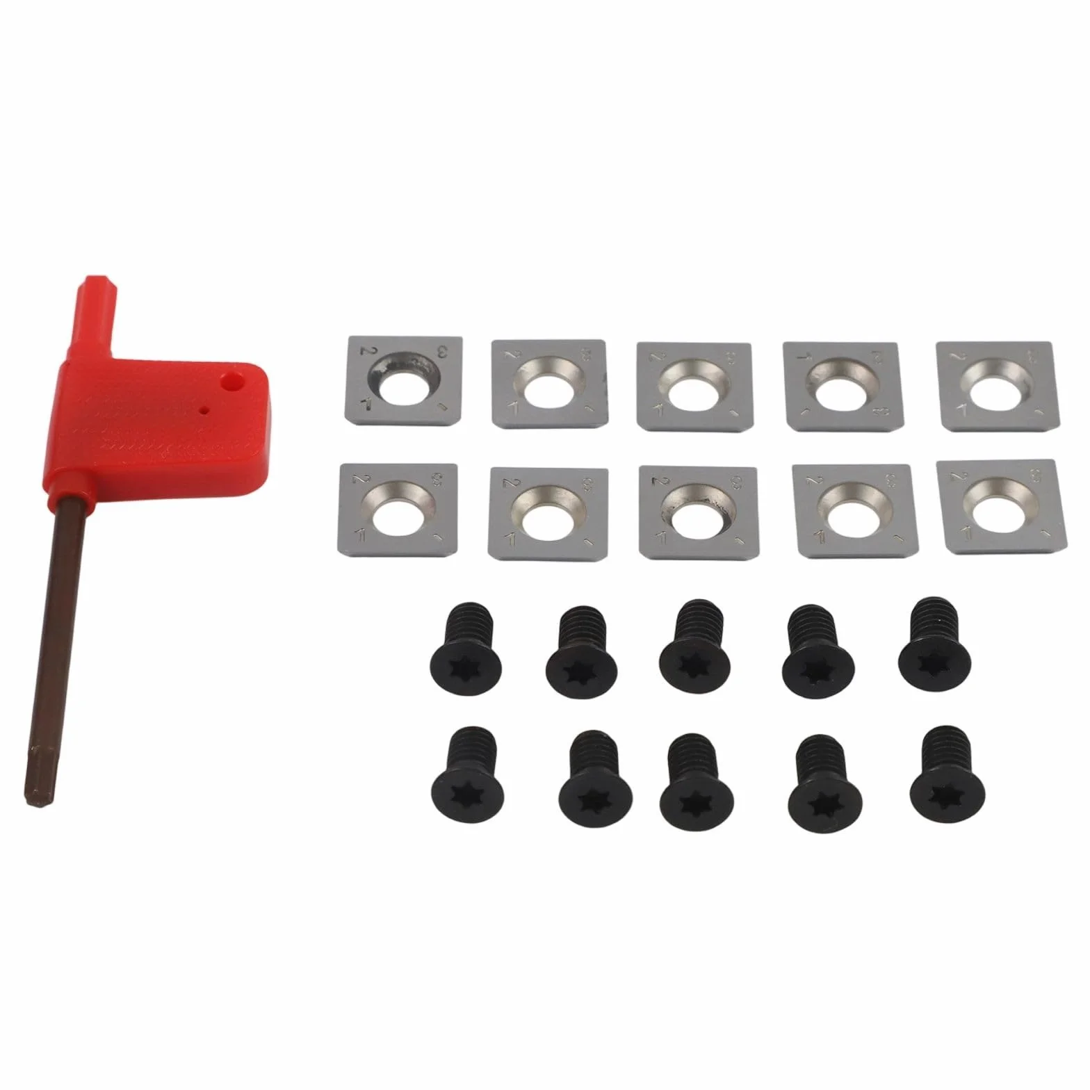 Insertos Cuadrados Carburo 15x15x2.5 mm 4 Cortes Chaflán 4R0.5 Bisel 30° Torno Madera