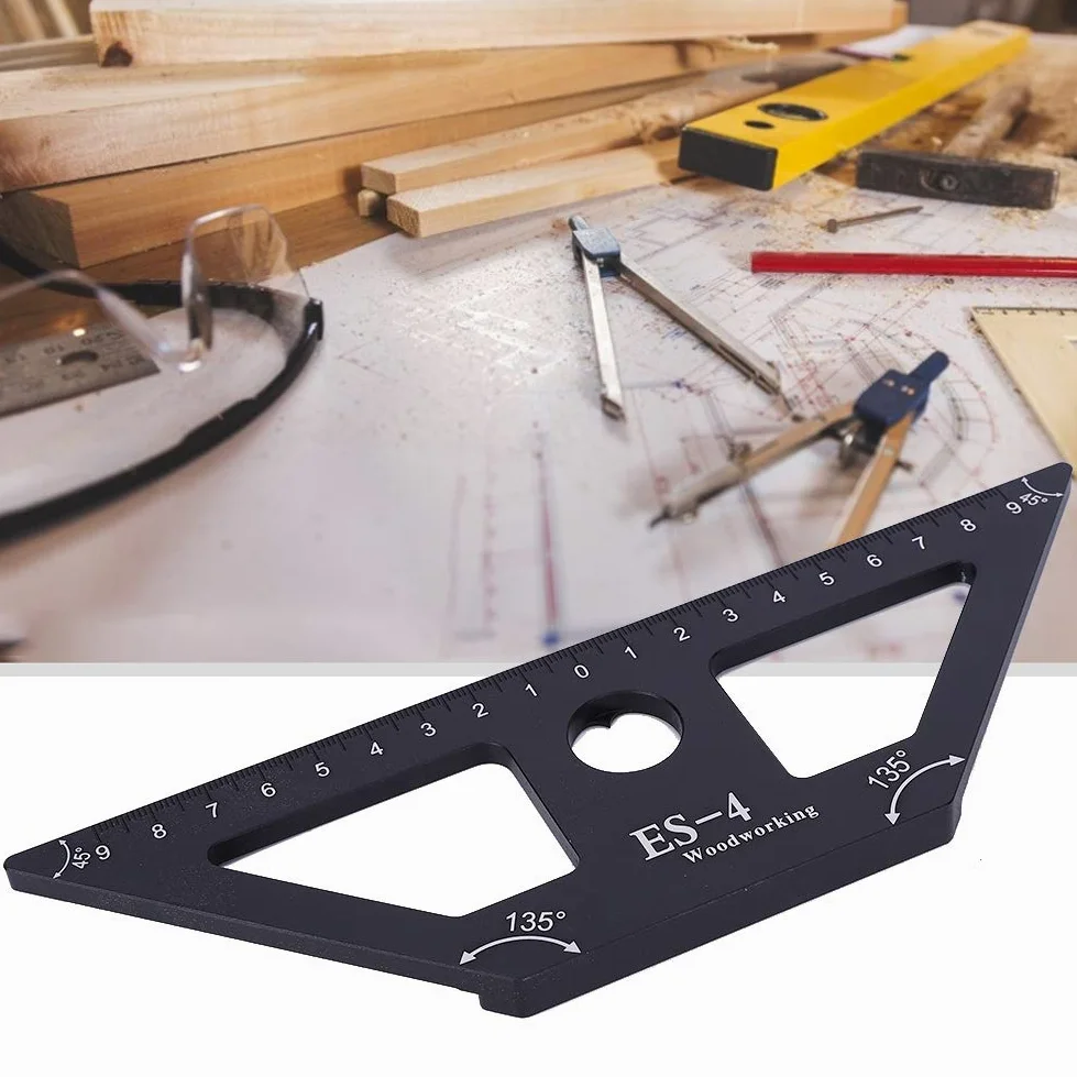 regla, Regla for carpintería ES 4, herramienta de medición carpintero escribano aleación aluminio 45 grados