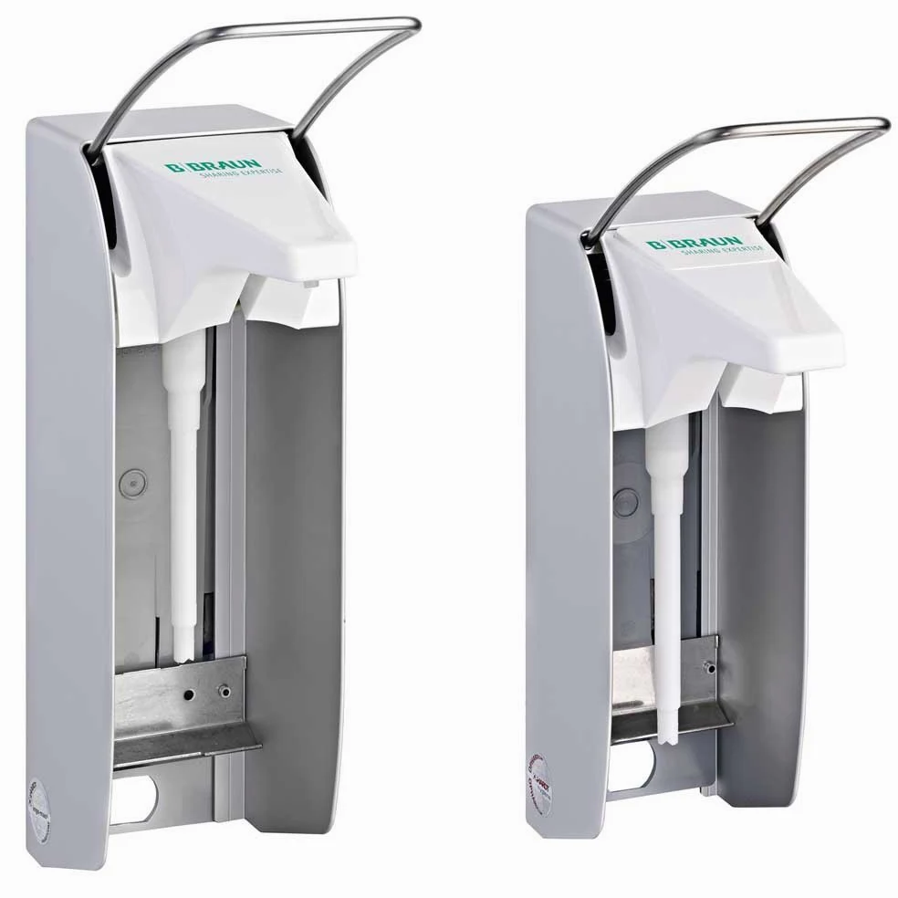B.Braun Plus E - Dispensador de pared (500 ml, manga corta, palanca visible, 10 cm, sin contacto, universal