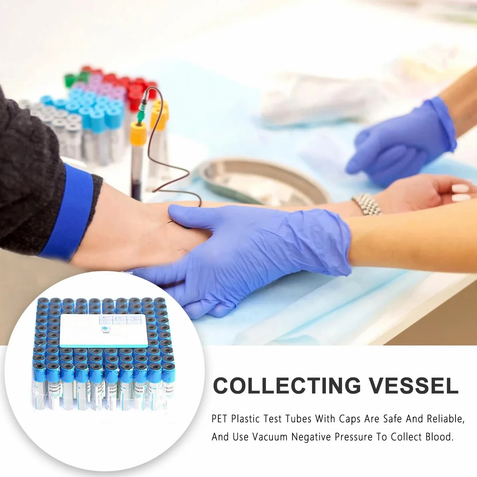 Tubos de recogida de sangre tipo Vacutainer, 100 unidades de 10 ml para pruebas de laboratorio y compatibilidad con centrífugas
