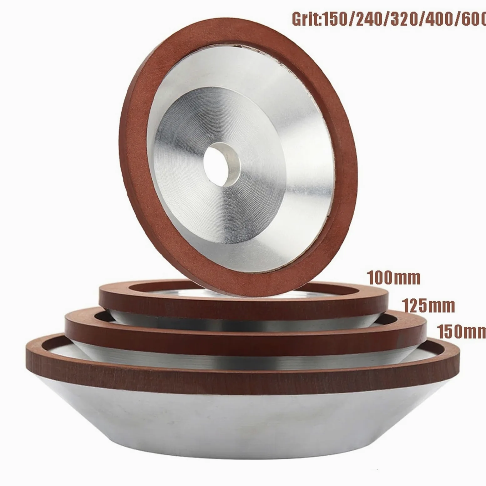 Disco de resina de copa de Muela de Diamante de 100/125/150mm for herramientas de pulido de acero de tungsteno y Metal(150GRIT 100x20x10mm)