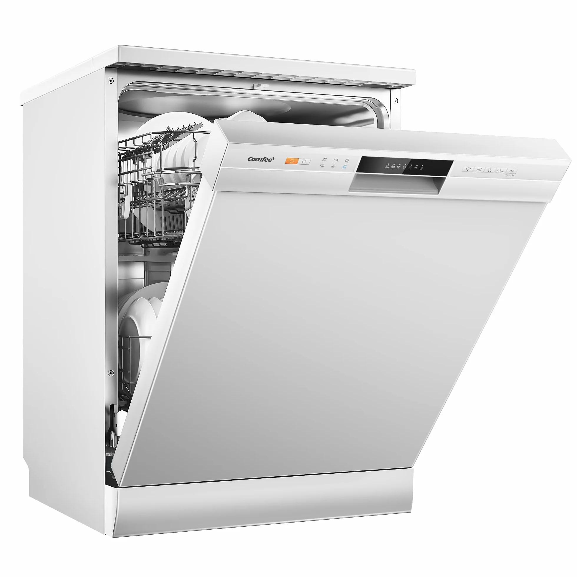 COMFEE' CDWPF1201PW-WE-EU Lavavajillas Libre Instalación 60cm 12 Cubiertos 8 Programas 70°C Lavado Higiénico WiFi IOT Cloud Wash Blanco