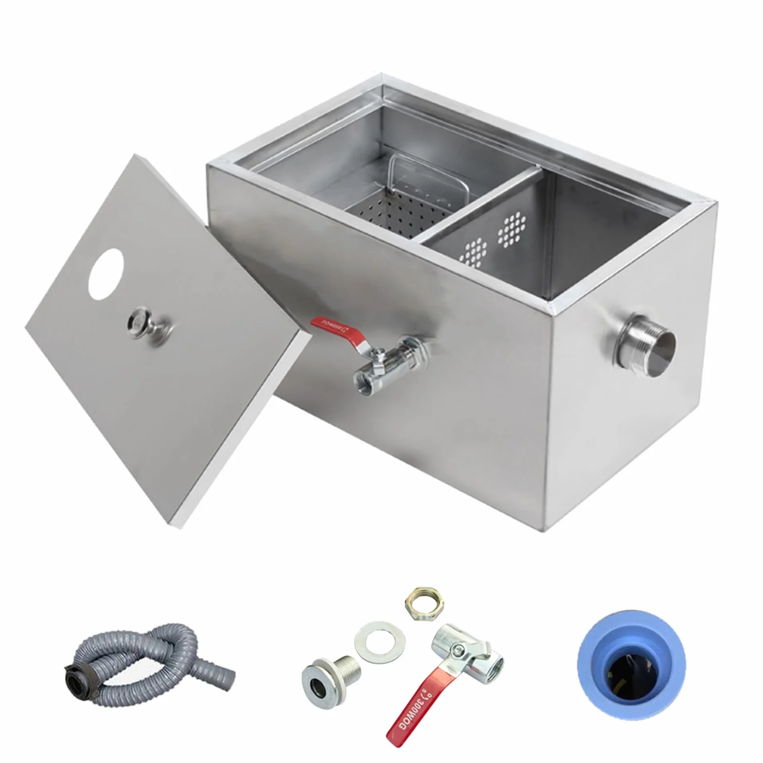 Interceptor de Grasa, Separador de Grasa de Acero Inoxidable, Orificio Único, Trampas de Grasa, para Restaurante, Cafetería, Cocina (Size : 35x25x23)