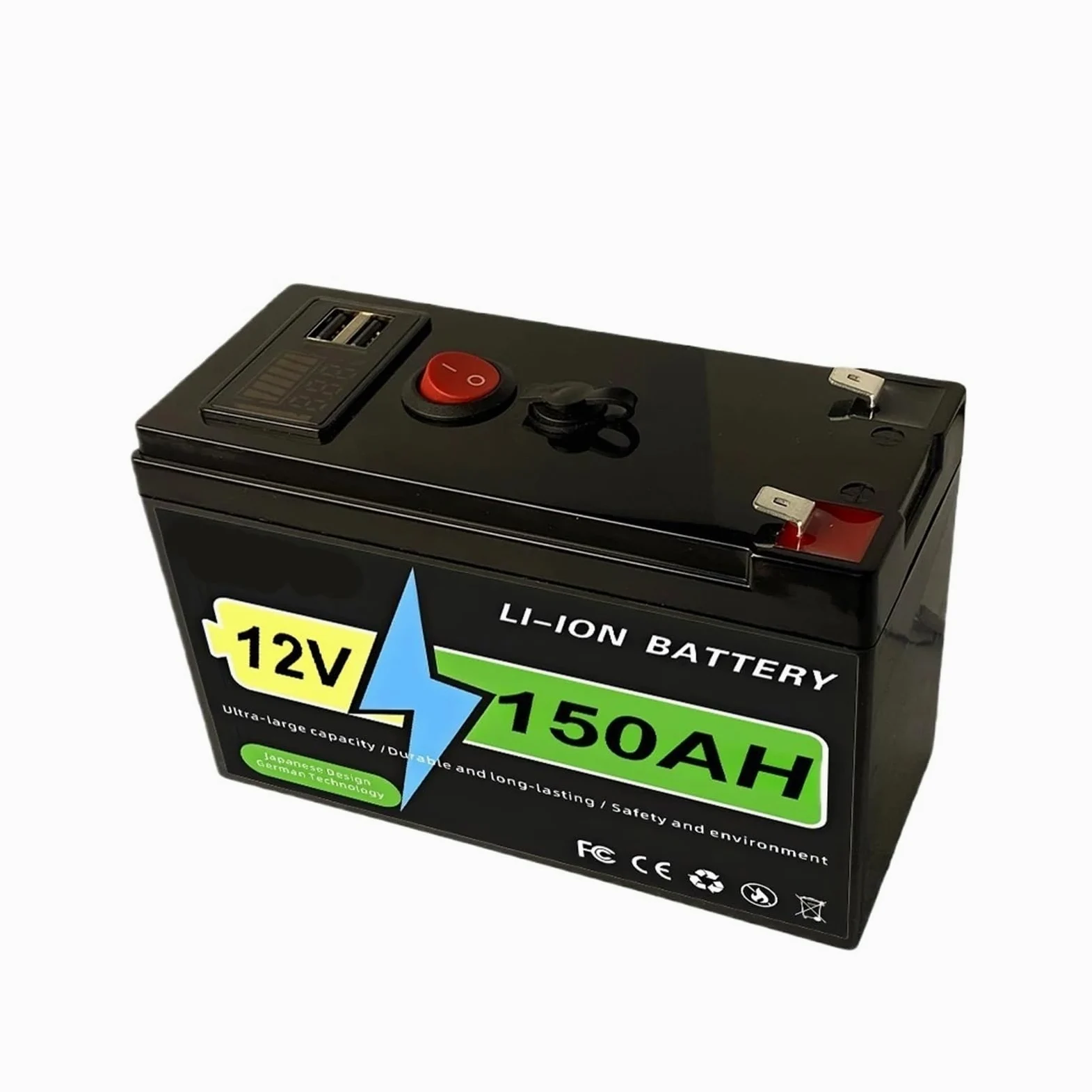 Batería Lifepo4 12v Batería solar Batería de litio 180Ah 12V | BMS de 10 años de vida útil y más de 4000 ciclos for dispositivos solares y marinos(150Ah Battery x1)