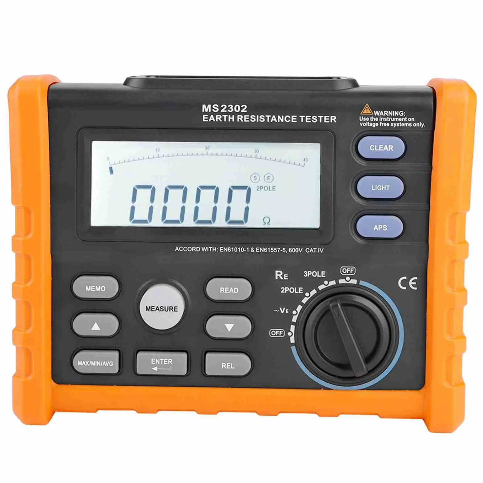 Probador de resistencia de tierra digital MS2302 Probador de resistencia de tierra digital 0~4K ohm 100 Grupos de registro de datos Probador y detector
