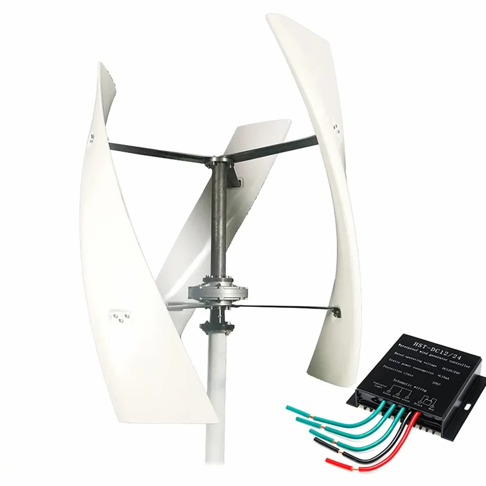 Aerogeneradores 220V con Controlador de Carga a Prueba de Agua 3 aspas para Uso doméstico Aerogenerador Vertical, 3000W Sin Ruido Aerogenerador Vertical de levitación magnética Vertical (Blanco) (220