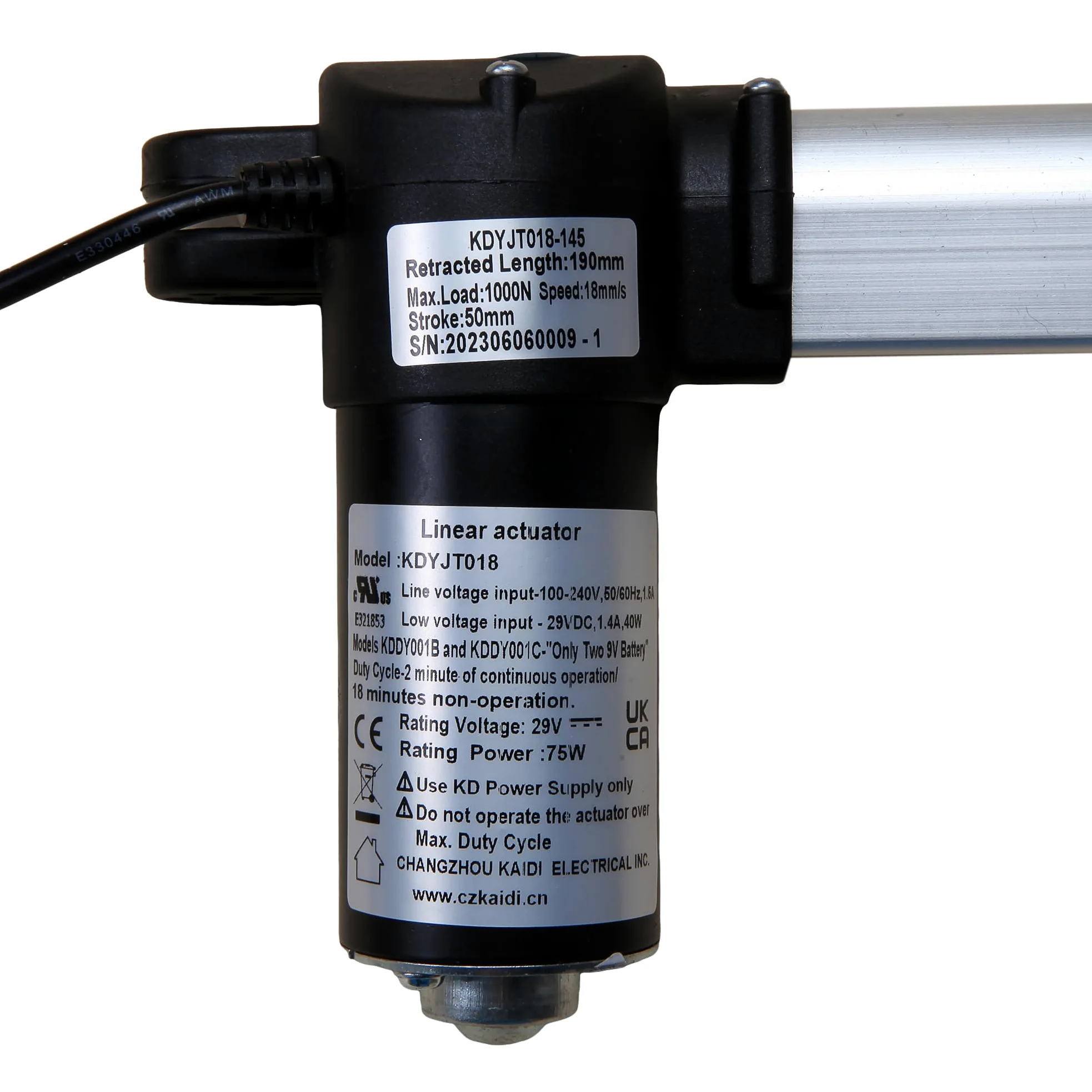 Kaidi Actuador lineal modelo KDYJT018-145 Power Recliner Lift Sillas Elevadoras Reemplazo del motor
