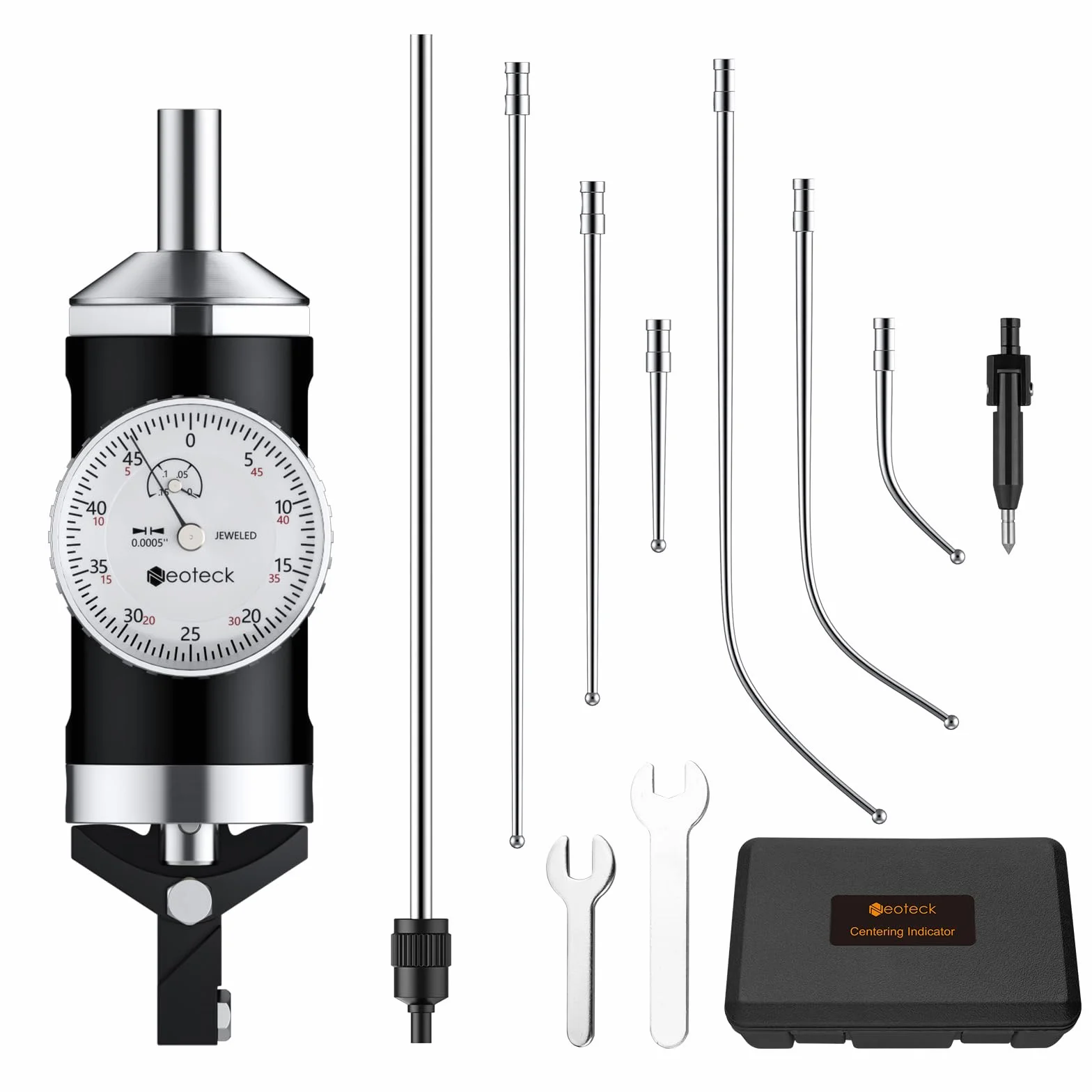 Neoteck Indicador Coaxial 0-3mm/0.01mm Kit de Indicador de Centrado con Estuche de Almacenamiento Indicador de prueba de Co-Ax para Perforación y Fresado