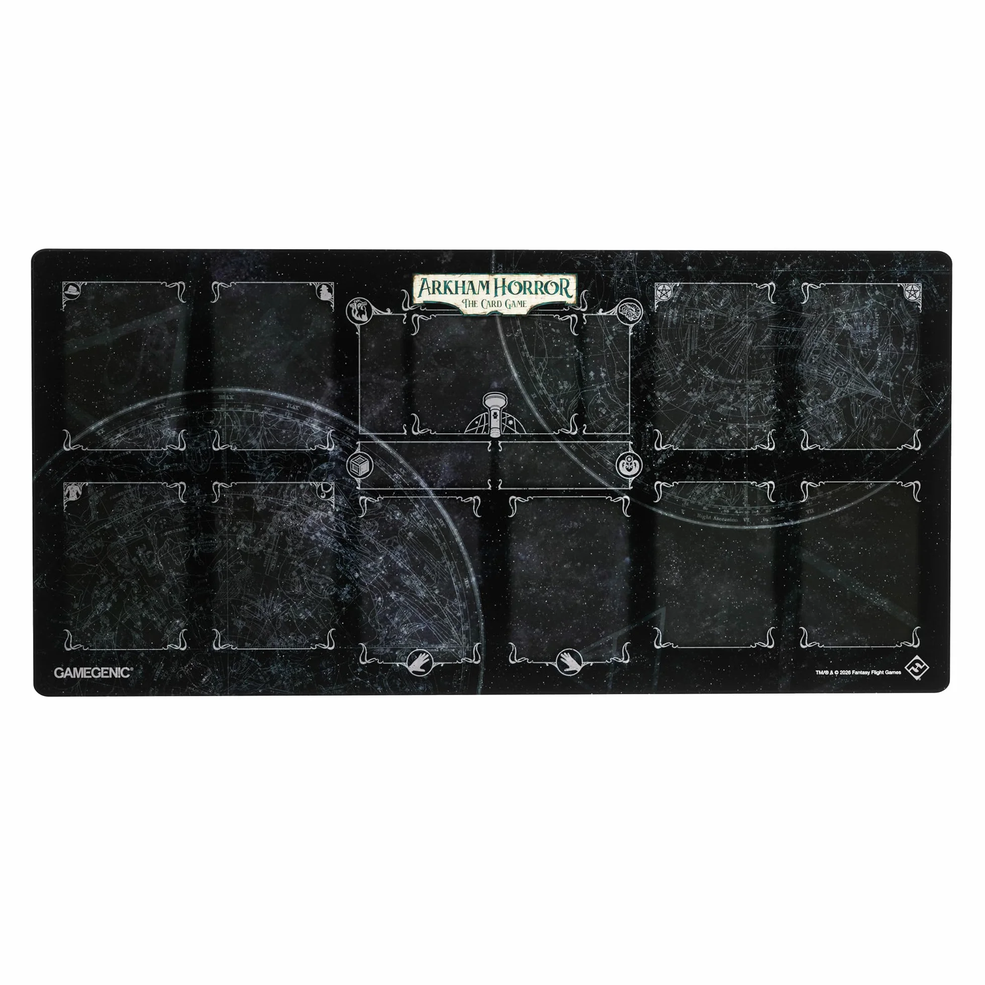 Gamegenic Arkham Horror Investigator Game Mat, Tapete Individual para Investigador, Zonas Delimitadas, Bordes Cosidos, Base Antideslizante