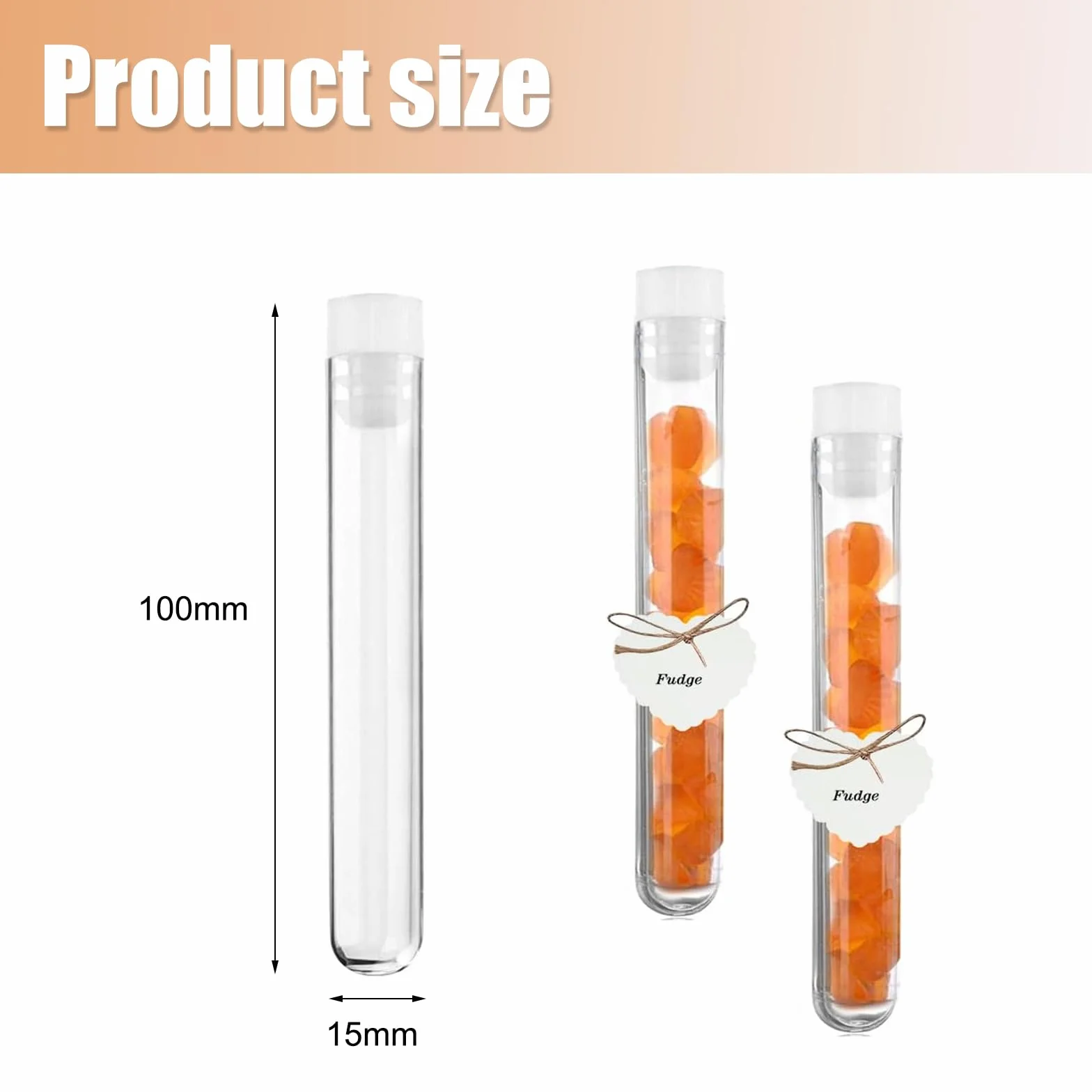 Tubos de Plástico con Tapón 10 x 1.5 cm 15 Piezas para Experimentos Científicos