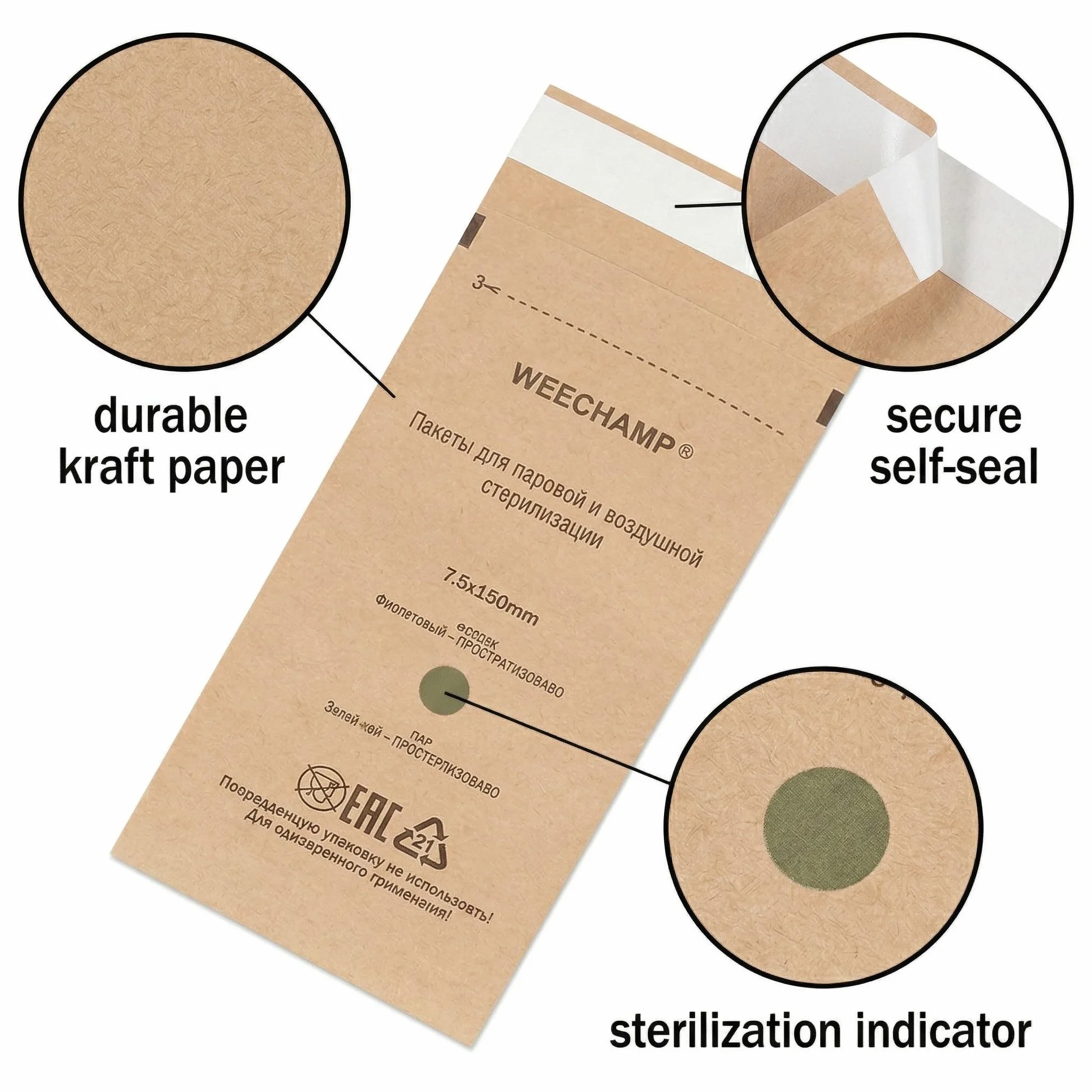 Bolsas Esterilizacion Manicura Papel Kraft 50 Piezas Autoadhesivo Autoclave Desechable