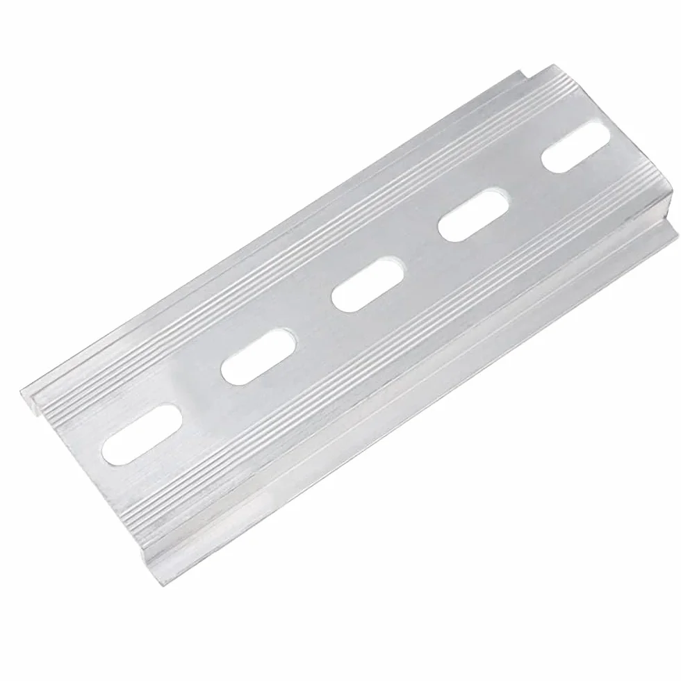 Riel de Montaje Din 35 mm Aluminio 100 mm C45 para Interruptores Protectores Terminales - 6 Piezas con 12 Tornillos