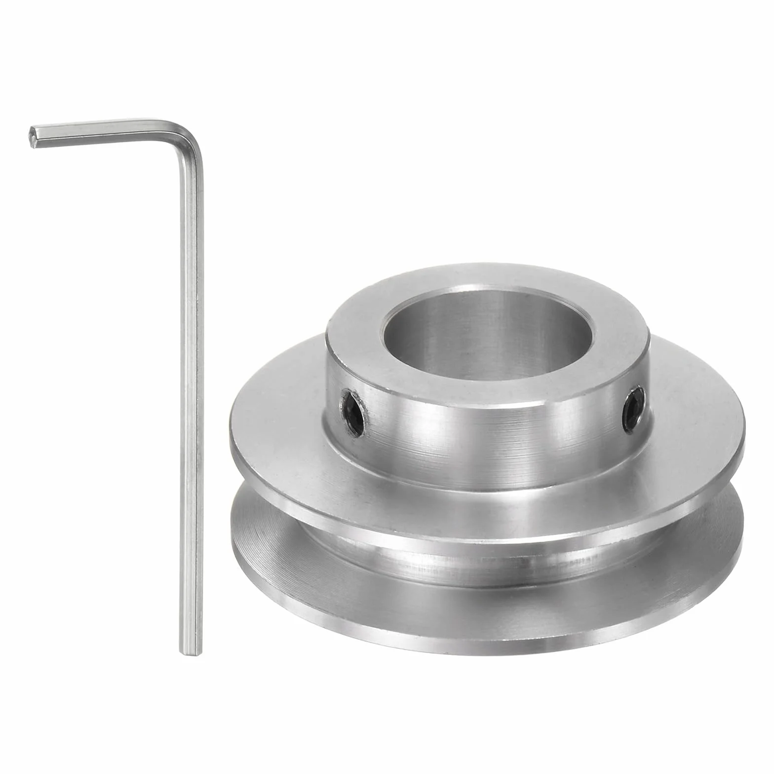 sourcing map Polea de Ranura Única 16mm Diámetro Fijo 40mm Diámetro Exterior Aleación de Aluminio con Llave Hexagonal