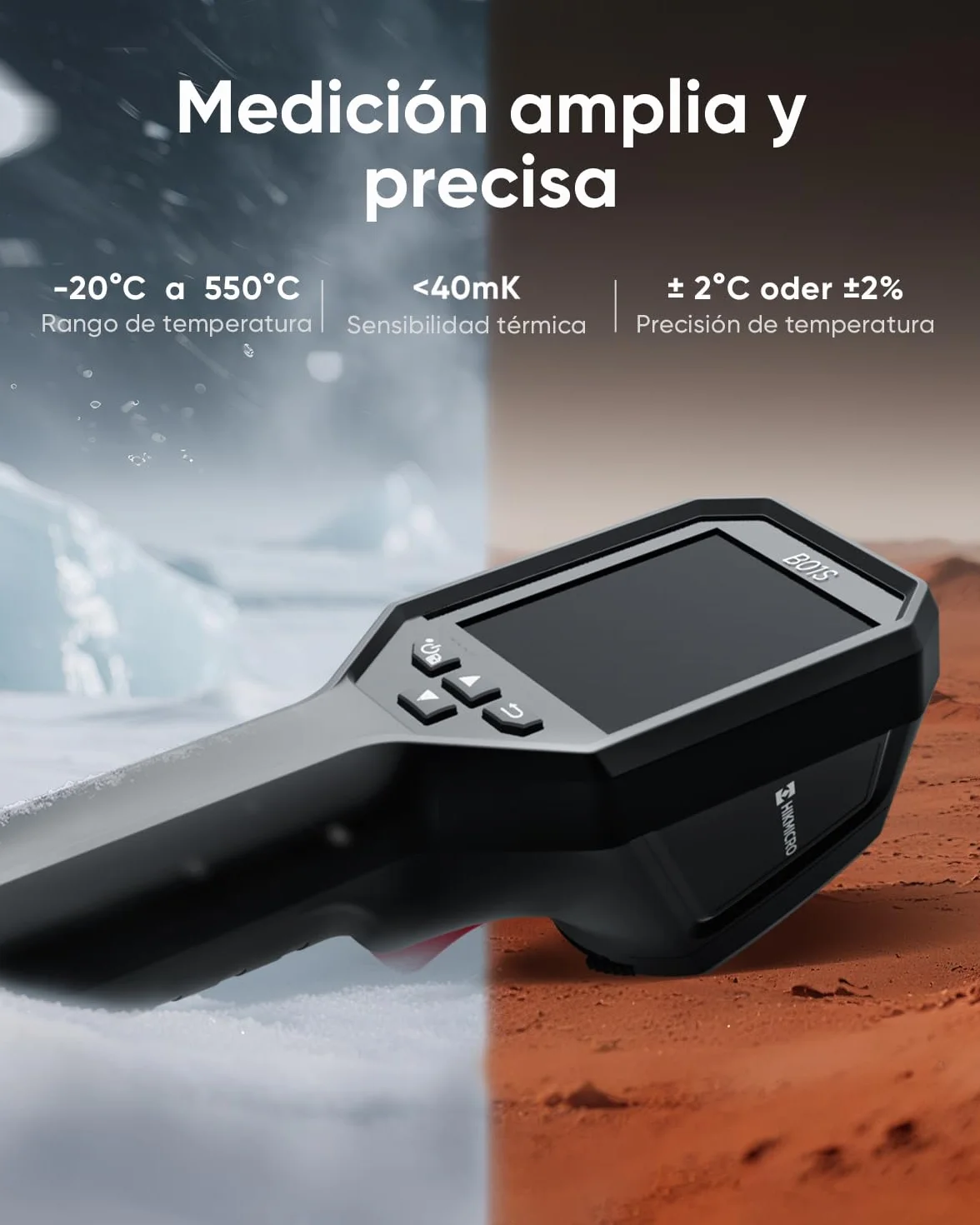 Cámara termográfica WiFi HIKMICRO B01S, con una resolución IR de 256x192, 25 Hz, cámara térmica, pantalla LCD de 3,2" con resolución 640x480, cámara termográfica infrarroja portátil de 49152 píxeles
