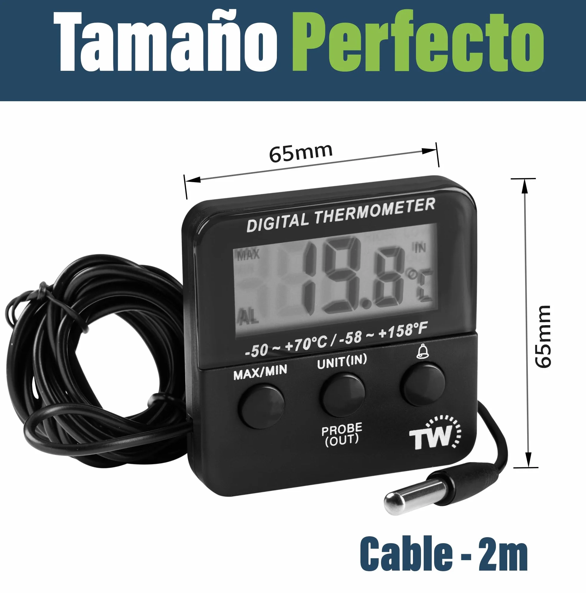 Termómetro Digital para Refrigerador con Alarma de Temperatura Máxima y Mínima
