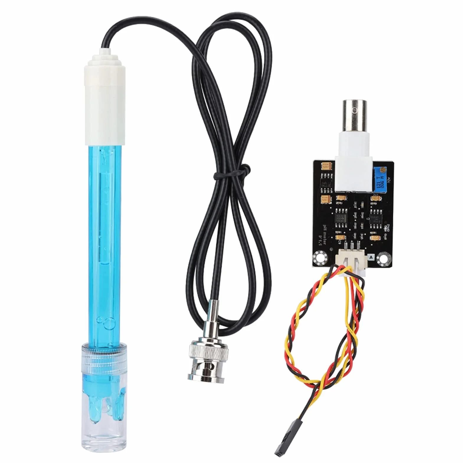 Módulo de Sensor de PH de 5 Piezas, Sonda de PH, Módulo de Medidor de PH Digital, Módulo Regulador de Detección de Valor del Sensor de Código de Prueba de Electrodo Compuesto