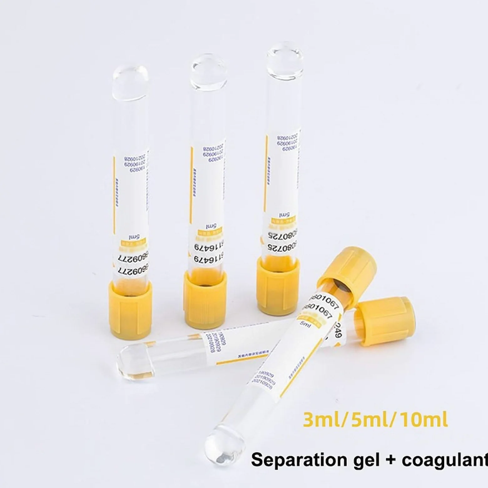 Tubos de recogida de sangre, 100 piezas de plástico PET al vacío con gel y activador de coágulos para separación de suero y preparación de PRP