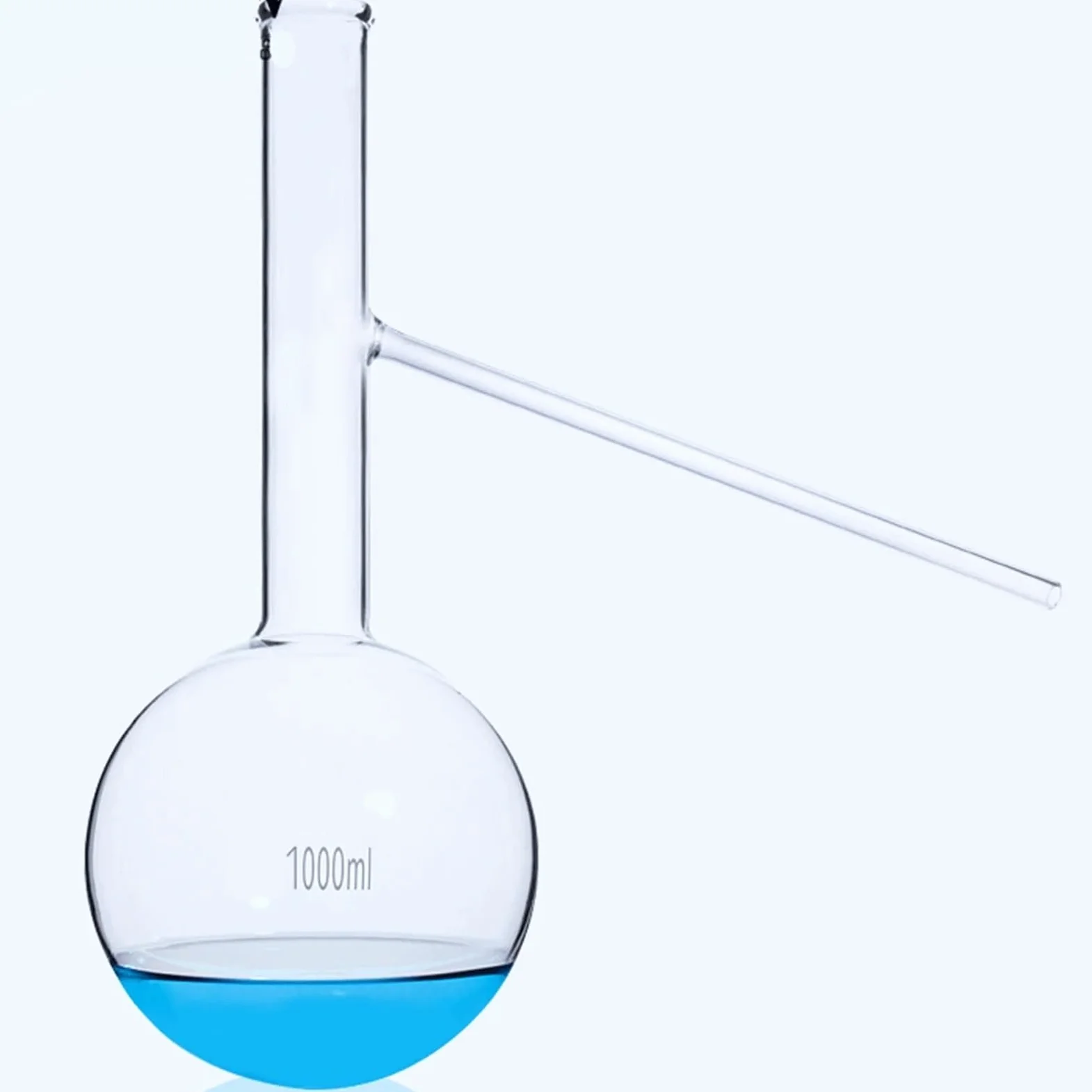Matraz de destilación de vidrio de alto borosilicato, fondo redondo con tubo de rama, experimento químico labrotario, 60, 125, 250, 500ml(500ml 2 PCS)