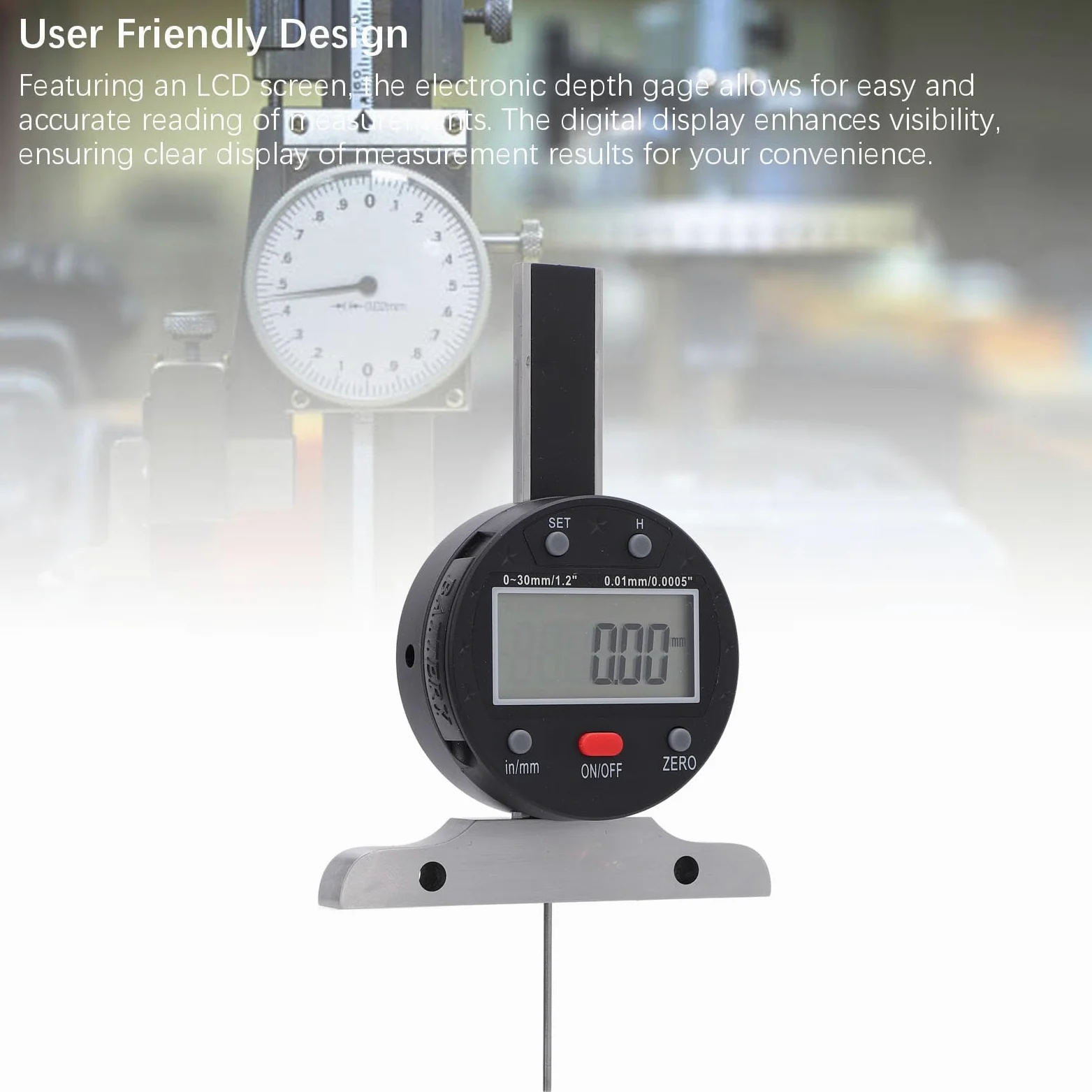 Medidor de profundidad digital Medidor de profundidad electrónico de 0 30 mm con pantalla LCD de alta precisión Puertos USB para medición en taller Acero aleado Construcción de
