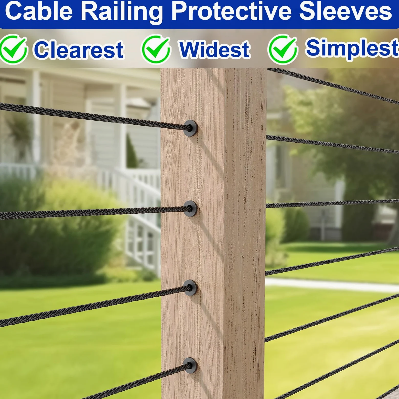Steel DN Mate Paquete de 100 fundas protectoras de acero inoxidable negro para cables de cuerda de alambre de 1/8 pulgadas, 5/32 pulgadas, 3/16 pulgadas, kit de barandilla de cable de cubierta de