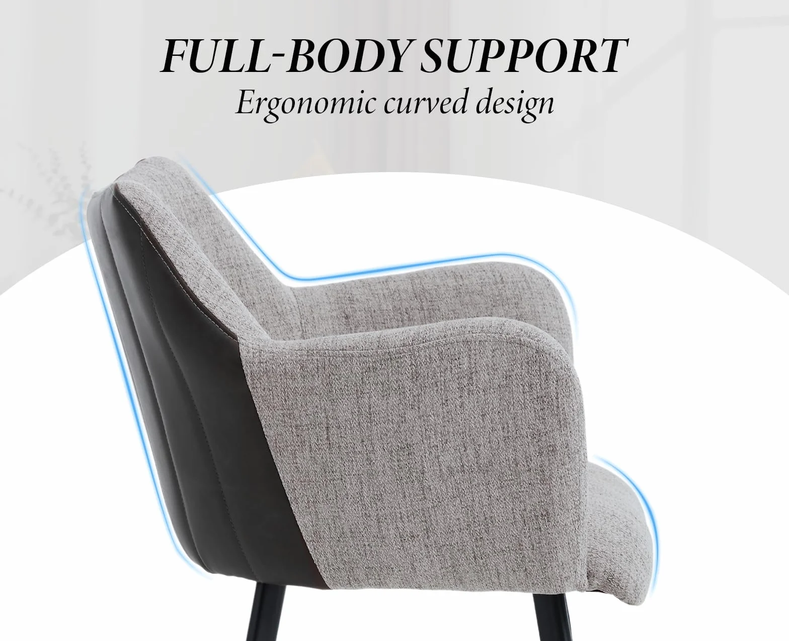chairus Juego de 2 Sillas de Comedor Cuero PU Silla para Cocina con Brazos, Sillas Modernas con Patas de Metal para Salón/Restaurante, Gris