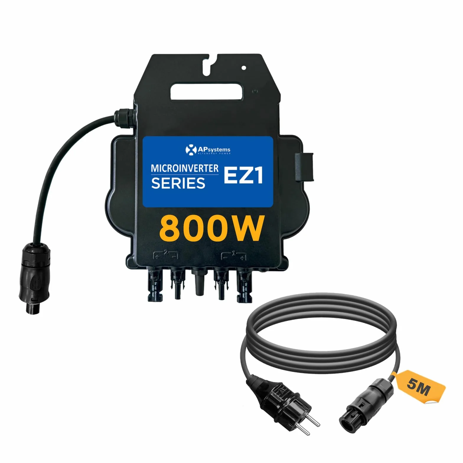 Microinversor APsystems con WiFi y Bluetooth, Certificado PV VDE, inversor Plug & Play Ideal para Sistemas solares en Balcones (EZ1-M 800W con Cable de conexión)