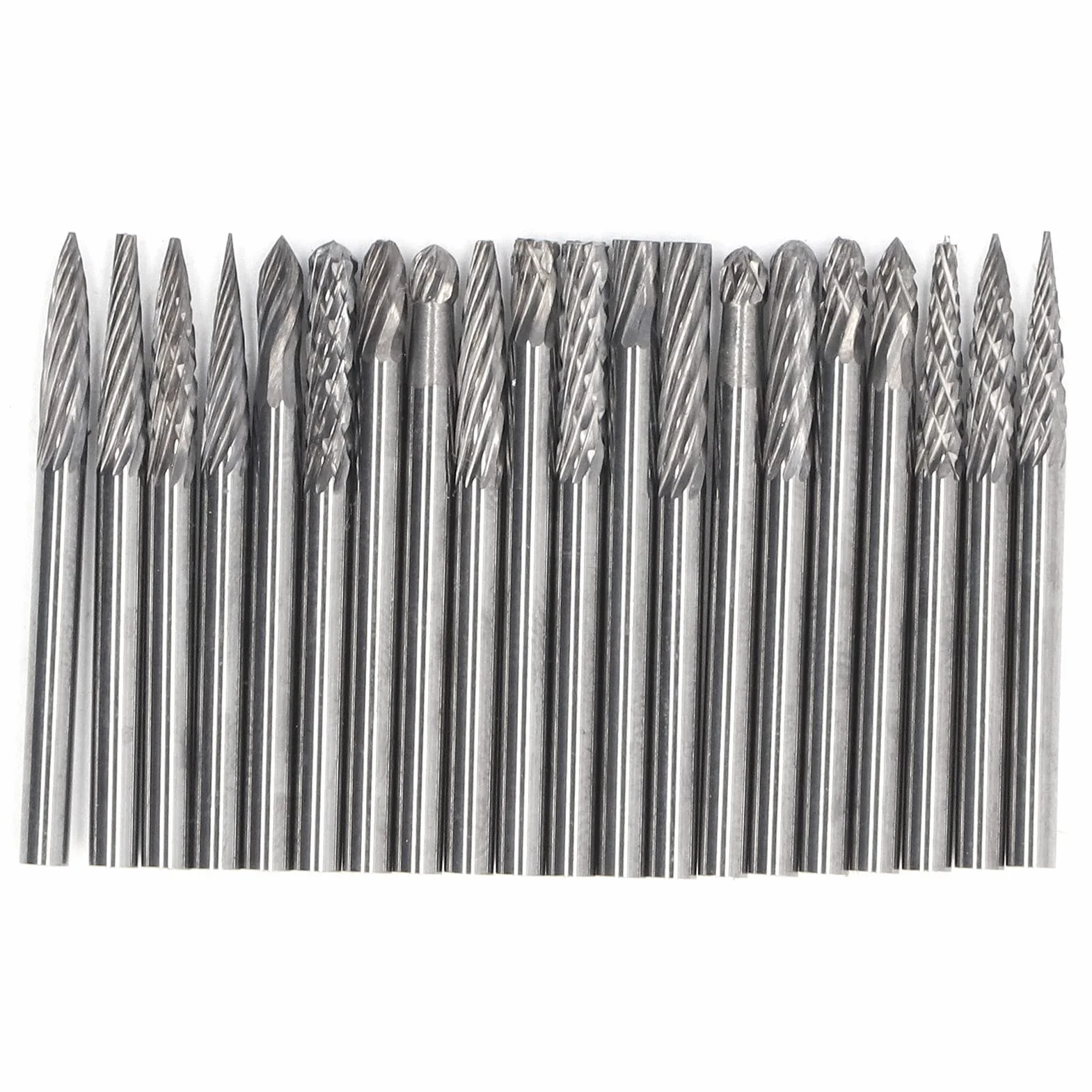 20 PCS SET BURR DE CARBIDE, archivos de rotación de carburo de tungsteno para grabado en madera de metal, patrones de doble corte único, grado profesional con carcasa de al