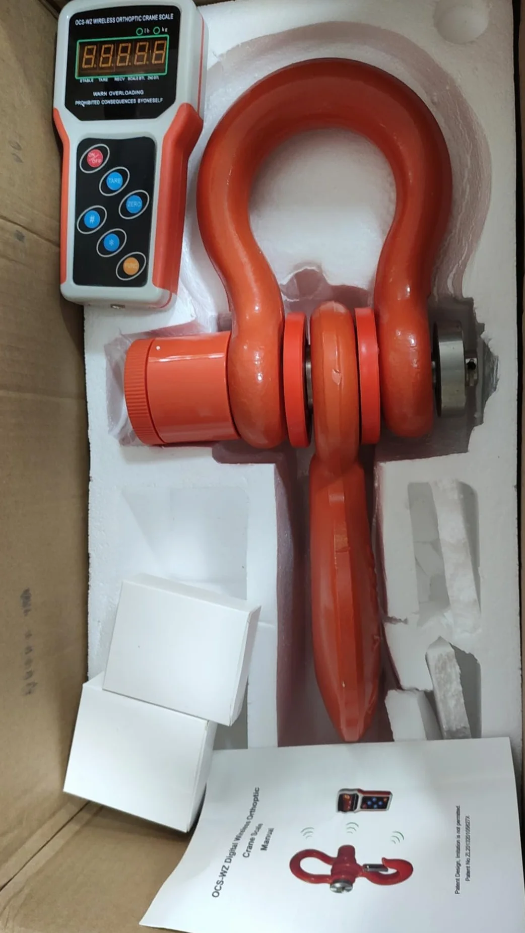 Báscula digital de grúa de 10 toneladas/22000 libras, báscula industrial colgante resistente de 10000 kg con indicador de mano inalámbrico, naranja