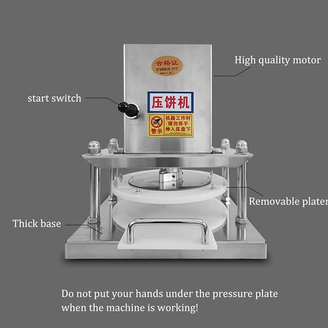 Máquina de Prensa de Masa de Pizza eléctrica 8.6 Pulgadas Mas Masa eléctrica Roller Sheeter Pizza Pizza Pastry Prestry Machine para presionar Pasteles de Mano de Pizza