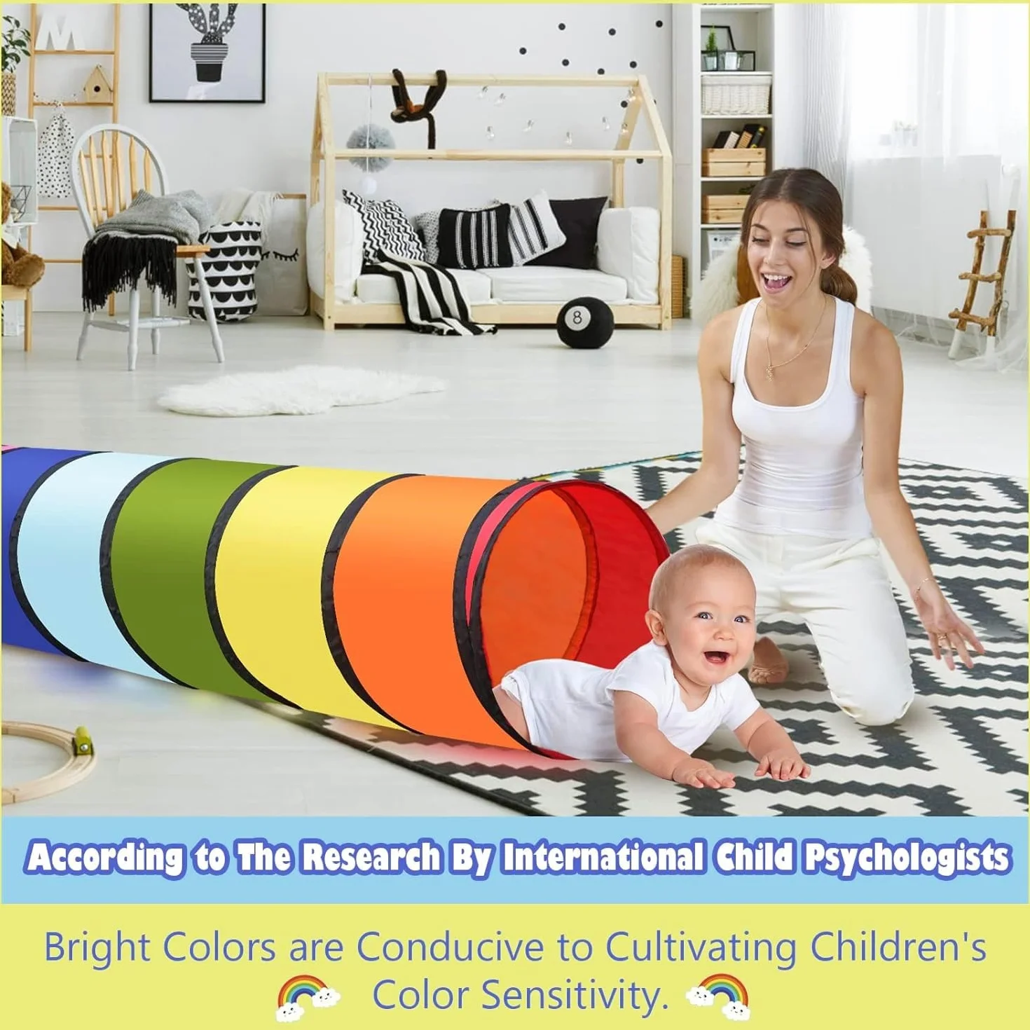 Tienda de Campaña con Túnel para Niños 180CM 46CM Apertura Redonda Colorido Emergente para Bebés Niñas Mascotas