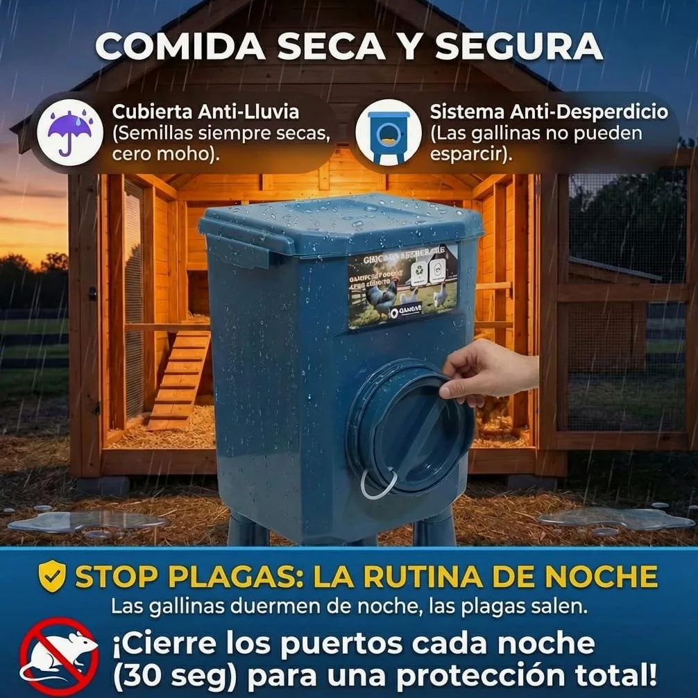 Kit Comedero y Bebedero para Gallinas 8KG/7L – Antiparasitario, Válvula Automática, Anti-Cianobacterias, Ideal para Microgranjas y Criadores Aficionados, Autonomía Prolongada, Reduce Recargas