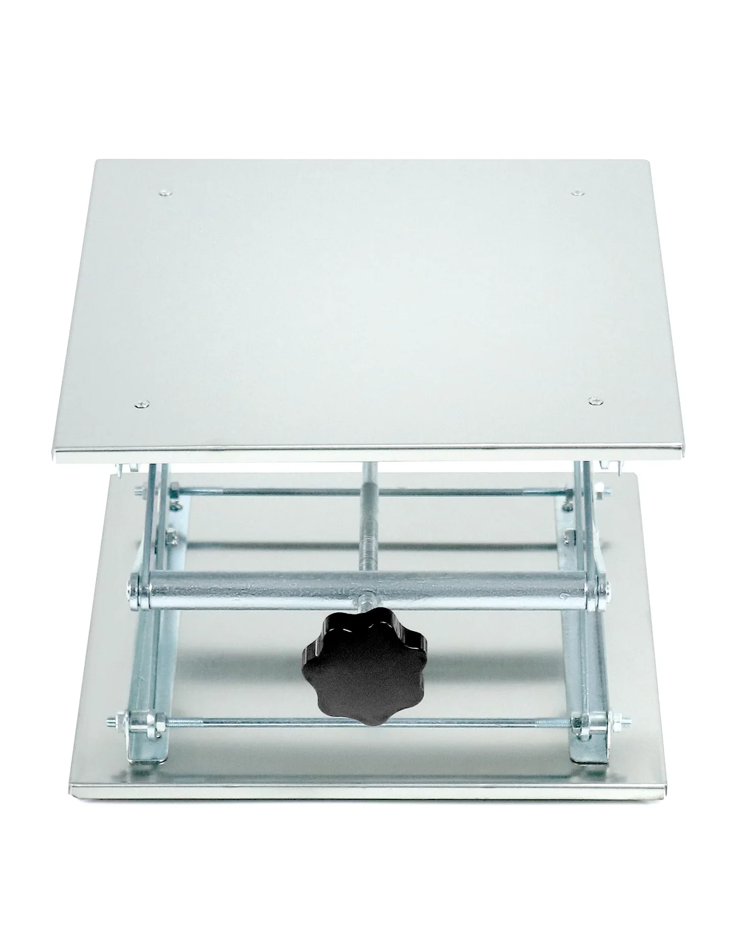 QWORK Gato de laboratorio de 12 x 12 pulgadas, soporte de tijera de acero inoxidable 304, plataforma de soporte de laboratorio de 18 pulgadas de altura, capacidad de carga de 55 libras