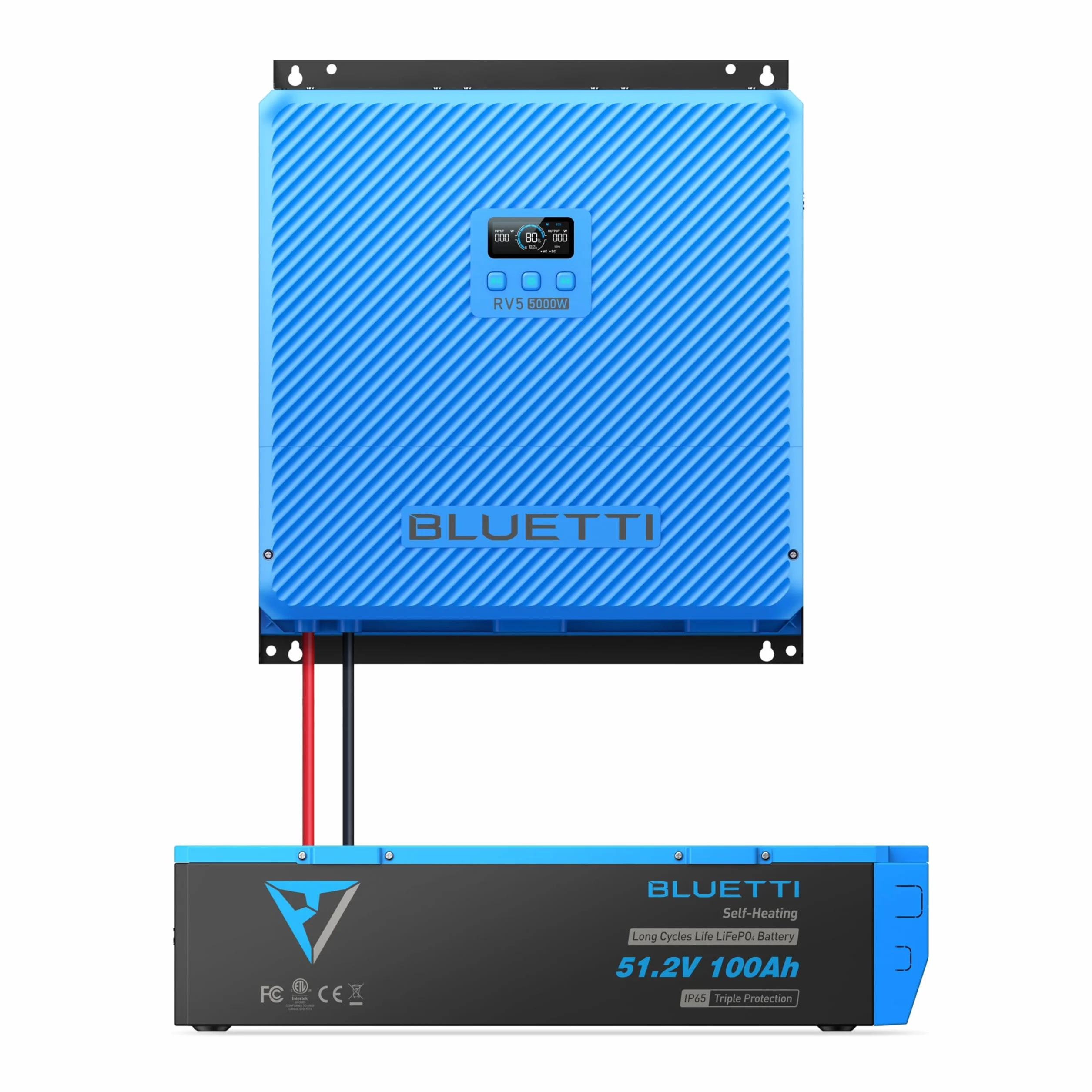 BLUETTI Sistema Solar RVSolar Todo en Uno 5000 W 5120 WH: Hub RV5 + Batería LiFePO₄ 51,2 V 100 Ah (6000+ ciclos) para Camper Van, Remolque, Autocaravana, Barco y Uso Off-Grid (Kit Básico)