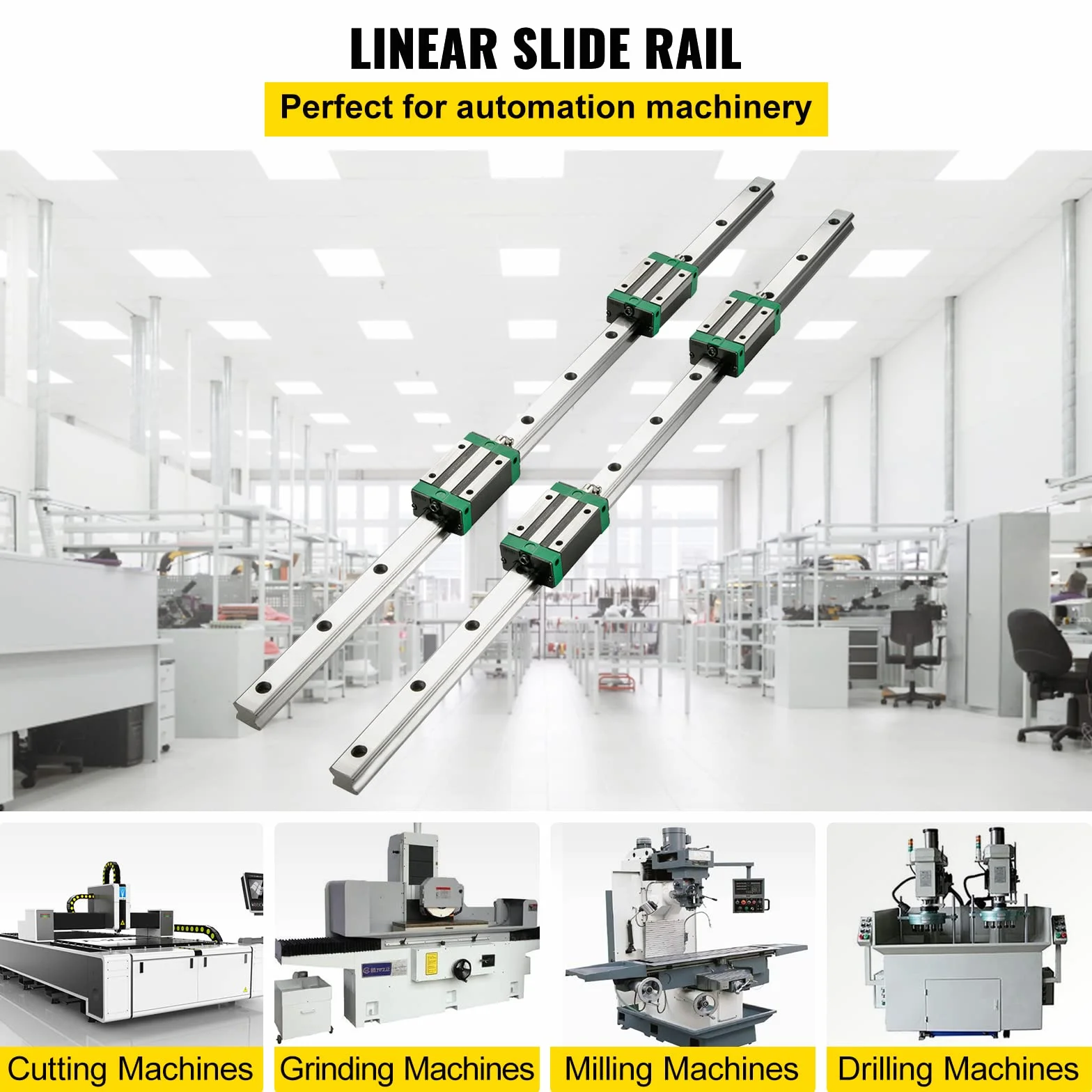VEVOR Cojinete de Guía Lineal HSR20-1700mm 2pcs Rodamientos Riel Lineal con 4 Bloques para Máquinas Dobladoras