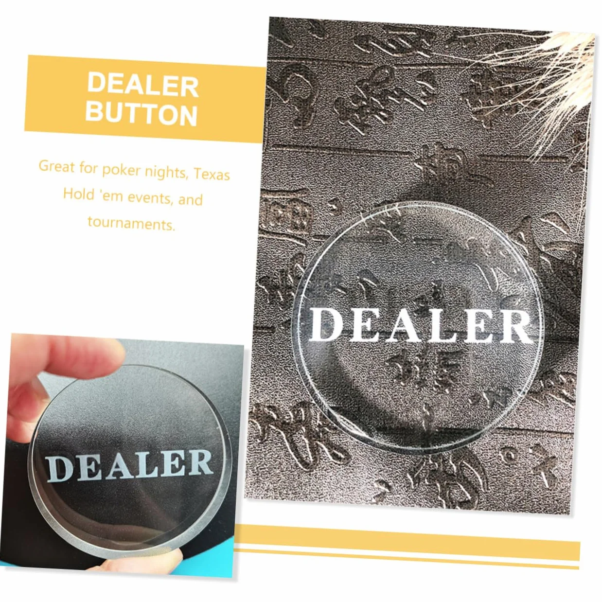 Transparente Botón De Distribuidor Profesional De Póker Resistente Al Desgaste para Texas Hold'em