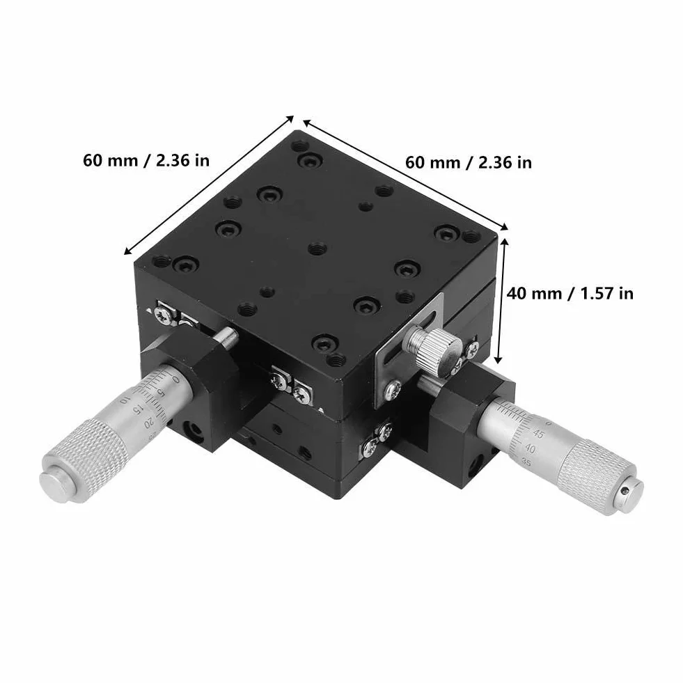 Keenso XY-Lineartisch SEMY60-AC - Micrometro Manual de precisión, Plataforma de Desplazamiento Lineal, cojinete de Desplazamiento, Mesa corredera, guía de Rodillos XY, Eje de 60 x 60 x 40 mm