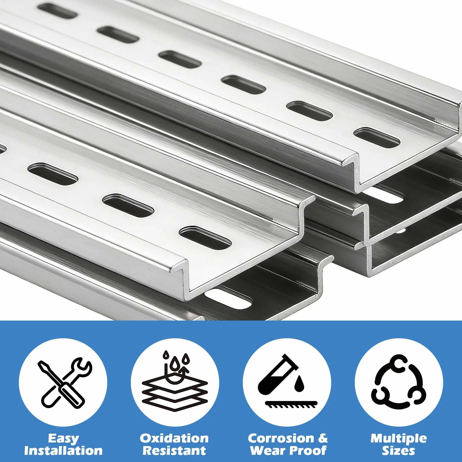 Riel de montaje DIN de aluminio 30 cm 10 unidades para caja de distribución