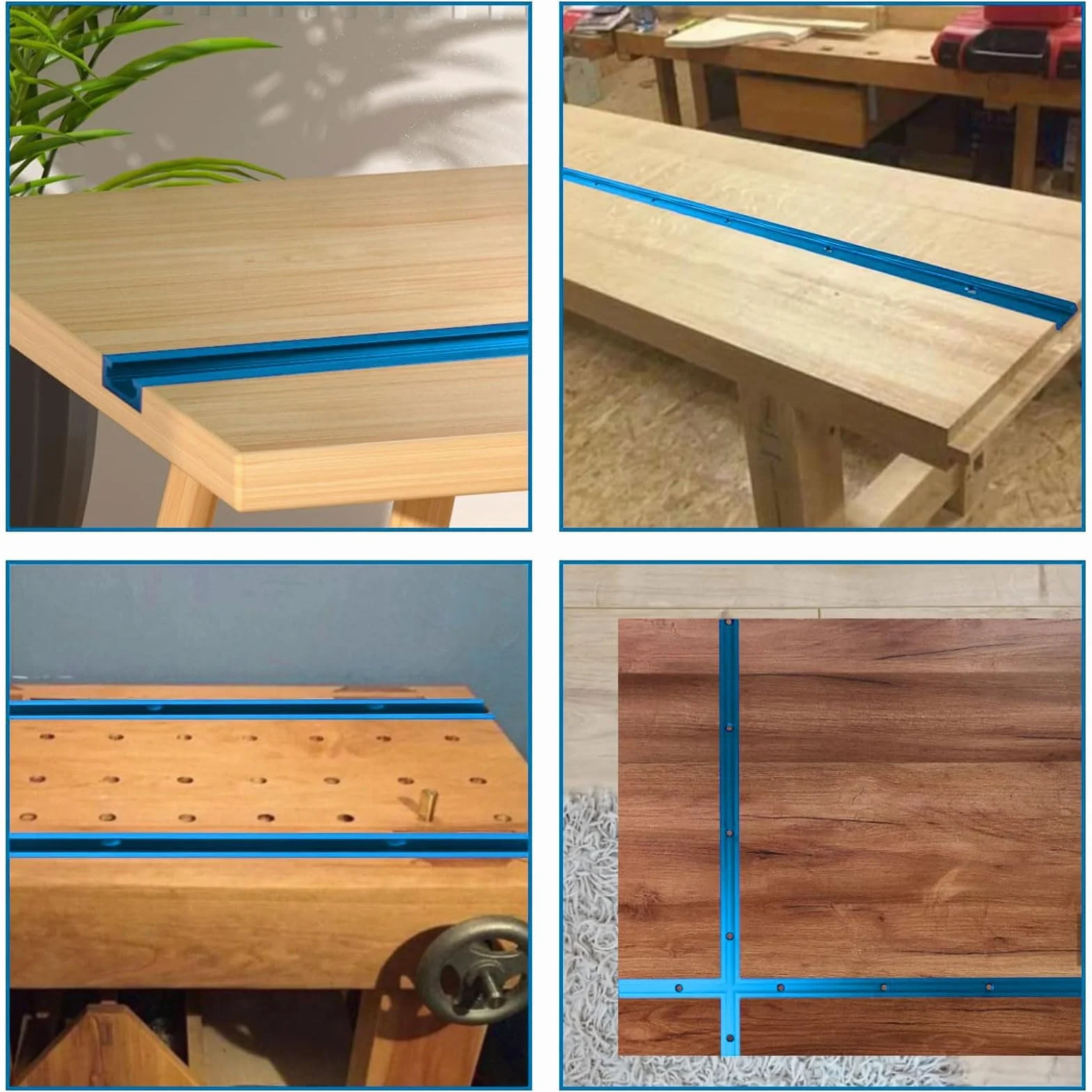 Riel deslizante en T M4 1220 mm aluminio perfil carril montaje con empujador mango plástico 48 tornillos