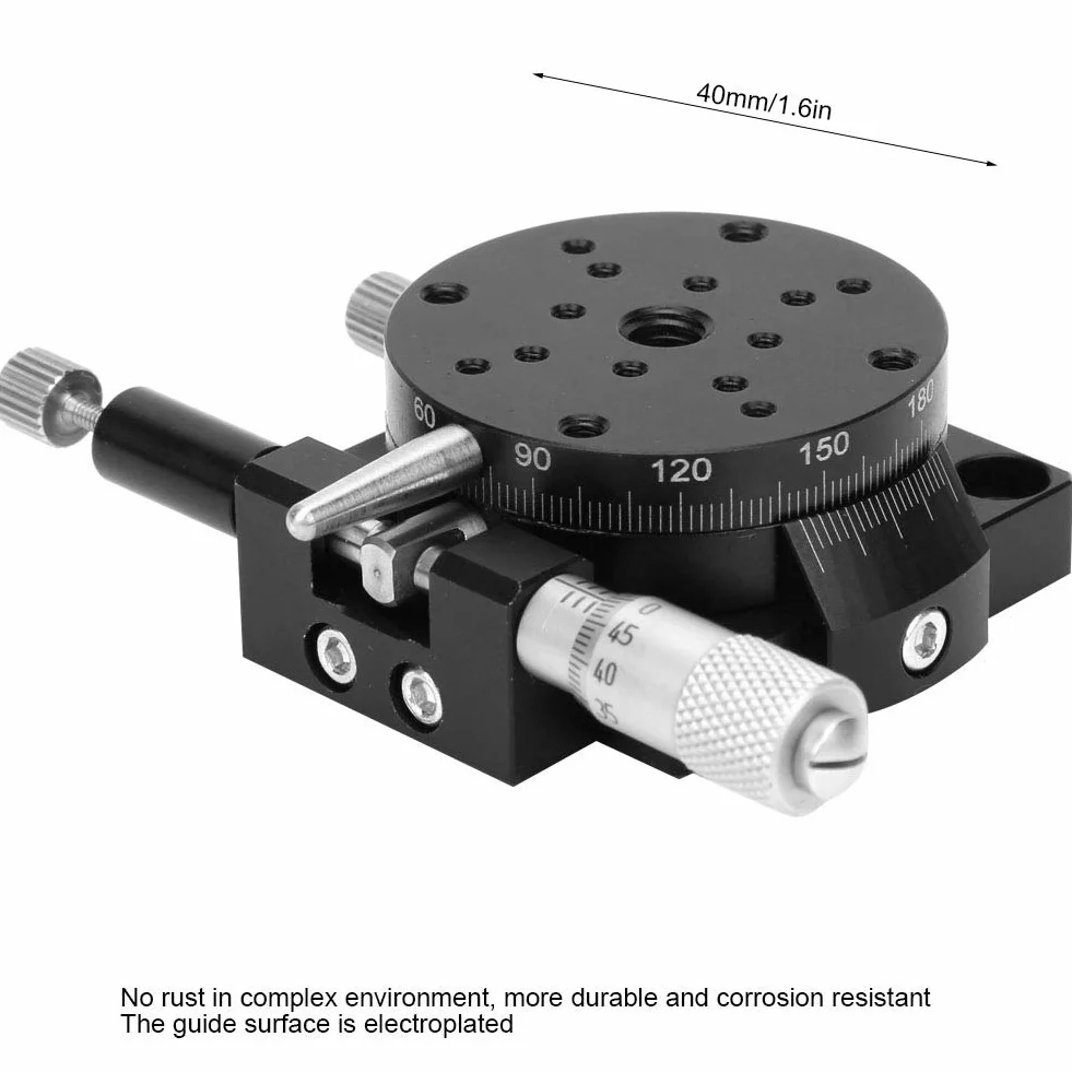 RSP40-L Mesa Deslizante Micrométrica Eje R Plataforma Recorte Deslizamiento Lineal Ajustable Manualmente Rodamientos Rodillos Cónicos