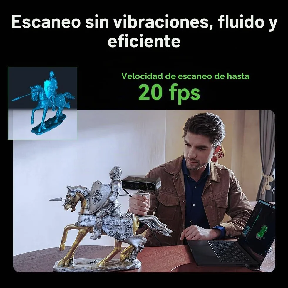 Creality CR-Scan Otter - Escáner 3D (0,02 mm, visión estéreo de cuatro lentes, escaneo a color de 24 bits para objetos de 10 a 2000 mm, color negro/metálico sin pulverización)