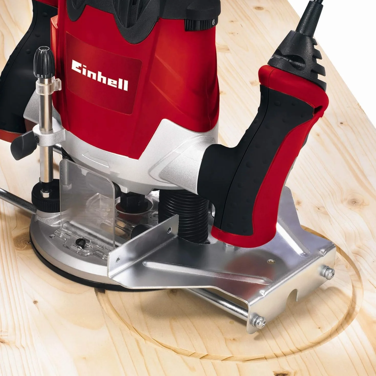 Einhell Fresadora eléctrica con cable TE-RO 1255 E (1200 W, 230 V, 50 Hz, control electrónico, profundidad de fresado regulable, 5,2 Amperios, con dispositivo de sujeción de 6 + 8 mm)