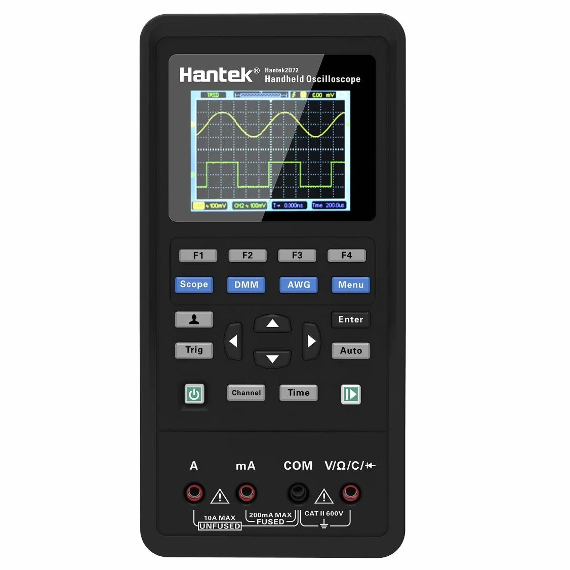Hantek 2D72 3 en 1 Digital Osciloscopio Generador de forma de onda Multimetro USB Portátil 2 canales 70 MHz 250MSa/s Multifunción Ensayador